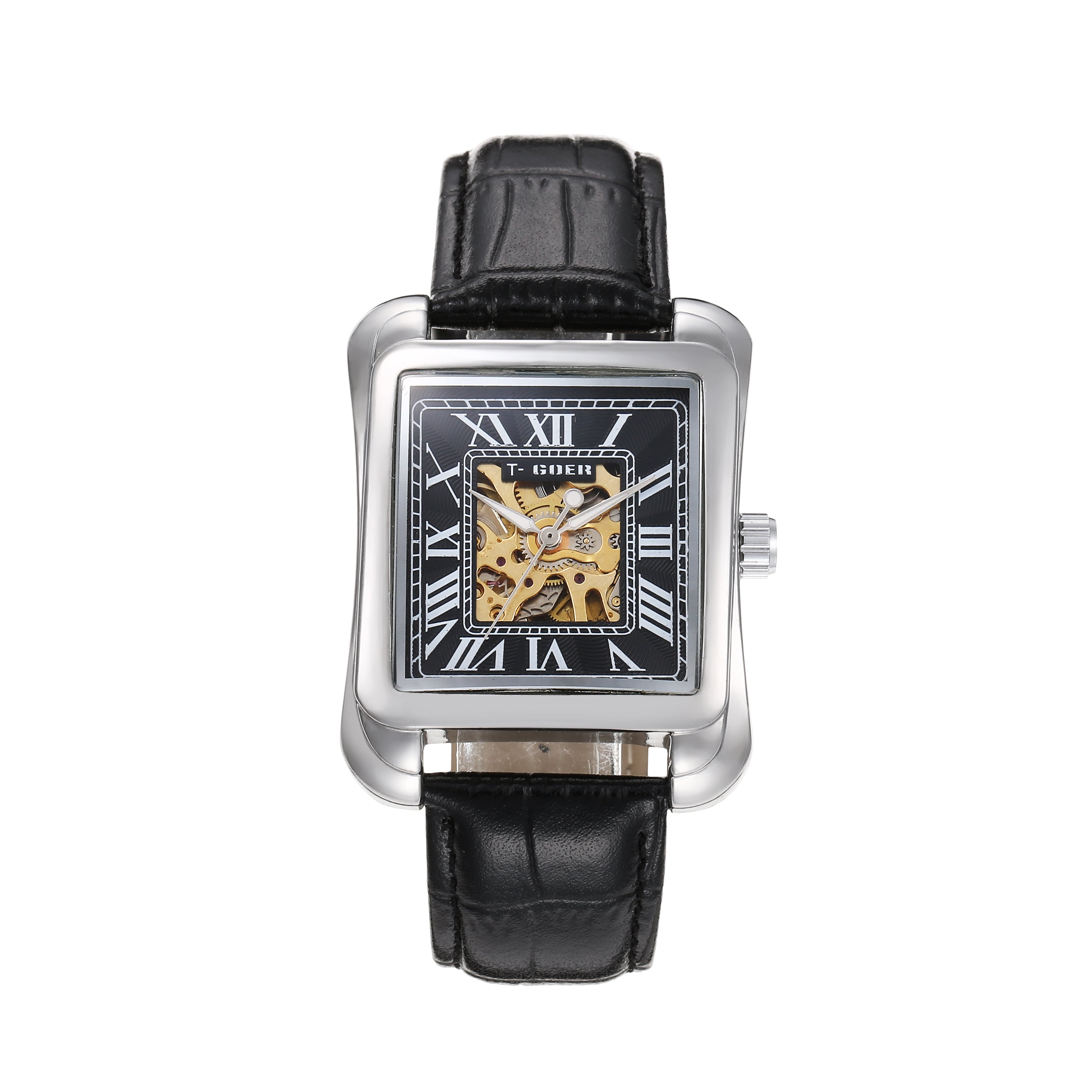 1244-Automatic Skeleton Leather Watch