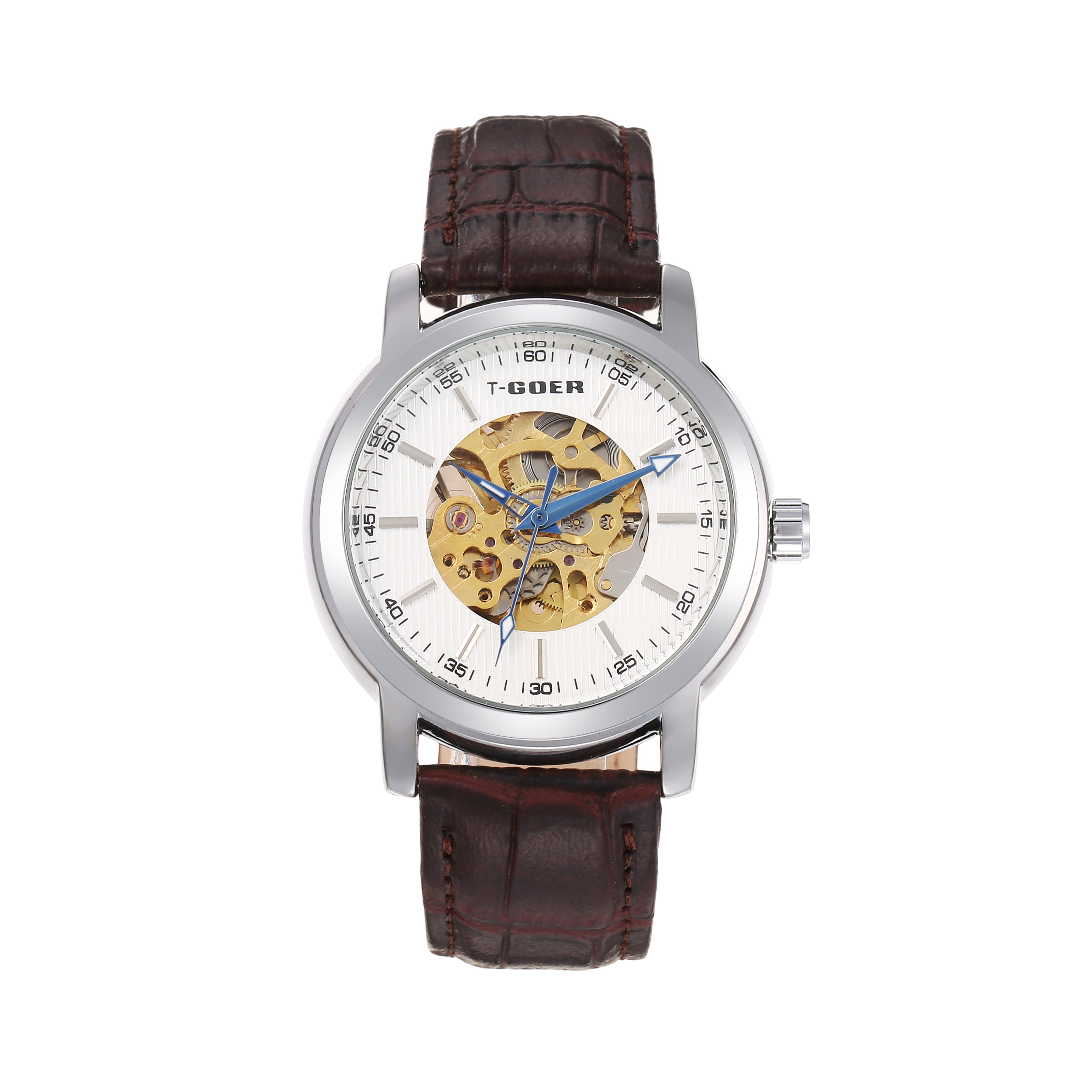 1305-Automatic Skeleton Leather Watch
