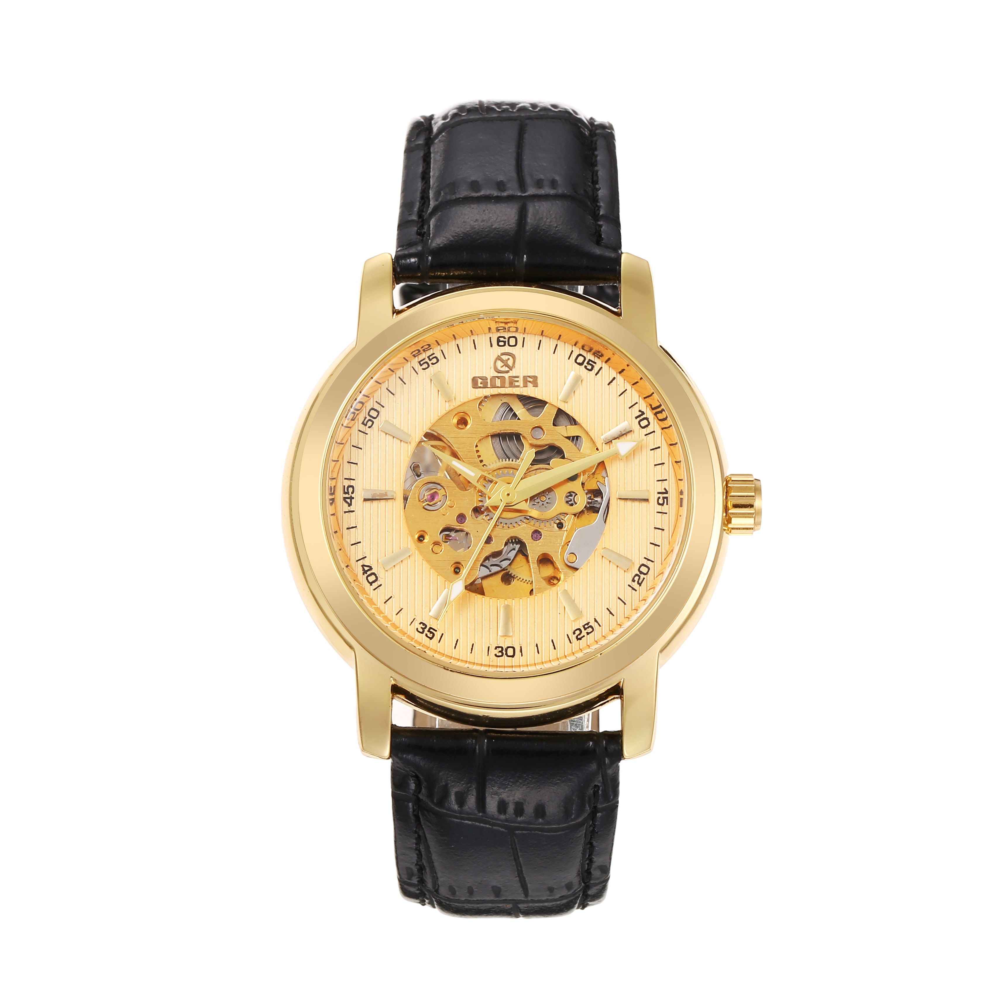 1305-Automatic Skeleton Leather Watch