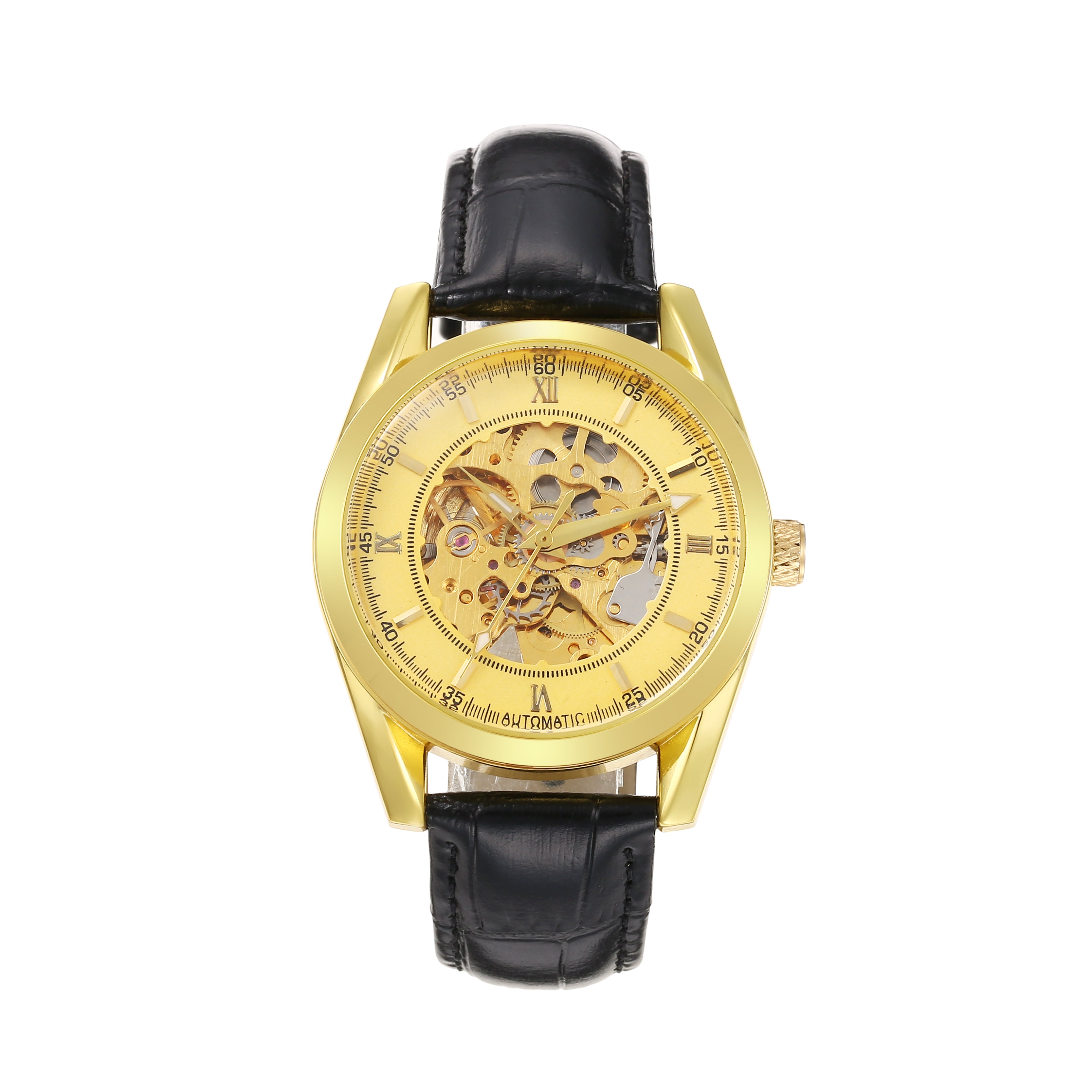 1702-Automatic Skeleton Leather Watch