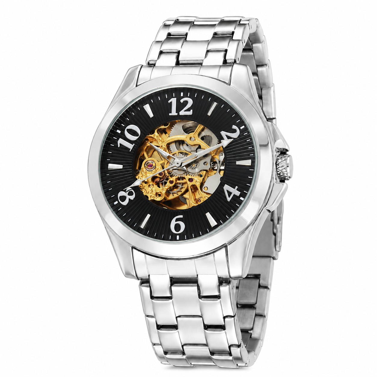 T-GOER Men's Skeleton Automatic Watch – Silver Stainless Steel,We offer professional B2B OEM/ODM services
