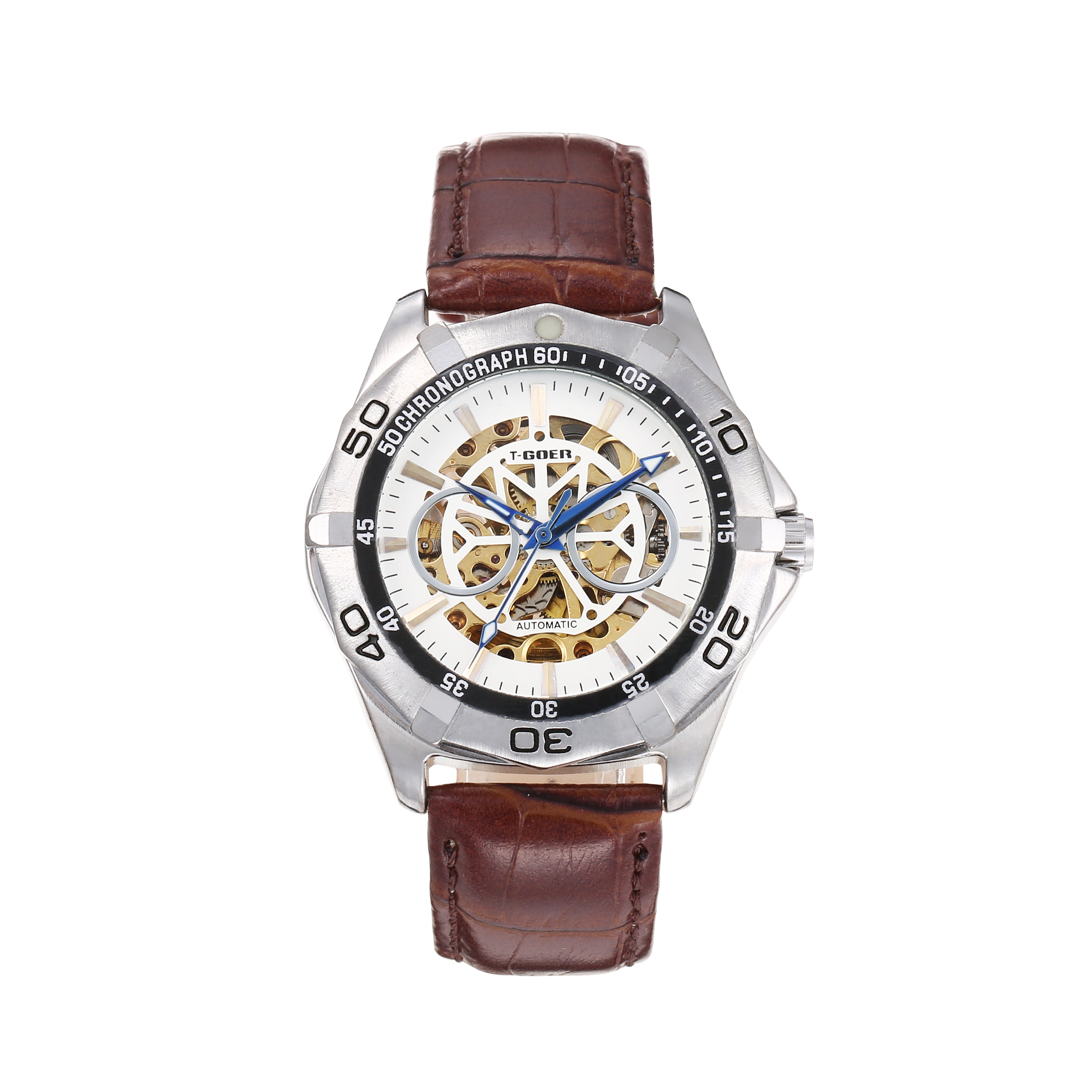 T-GOER 1721 Automatic Skeleton Leather Watch - 5 Colors | OEM