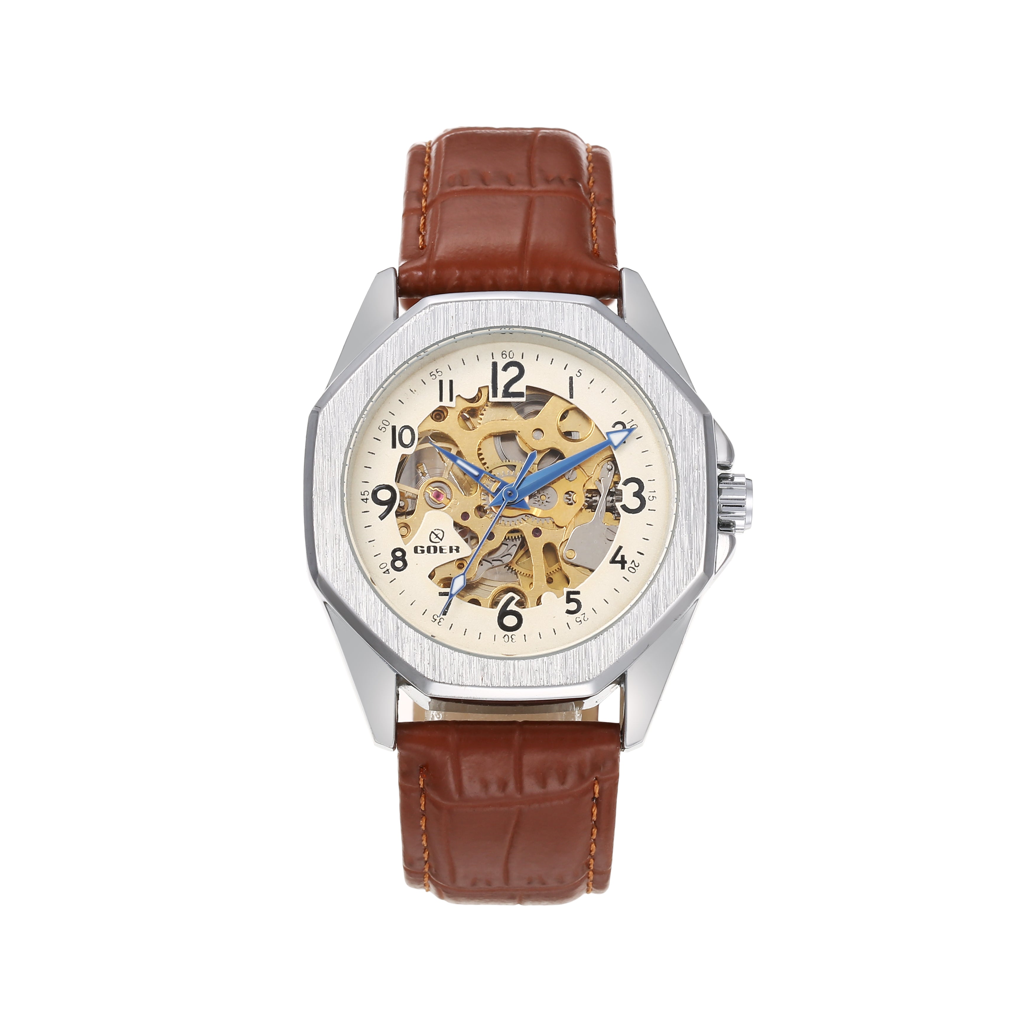 1740-Automatic Skeleton Leather Watch