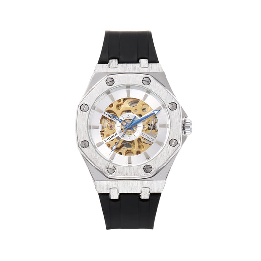 Automatic mechanical hollow silicone strap watch