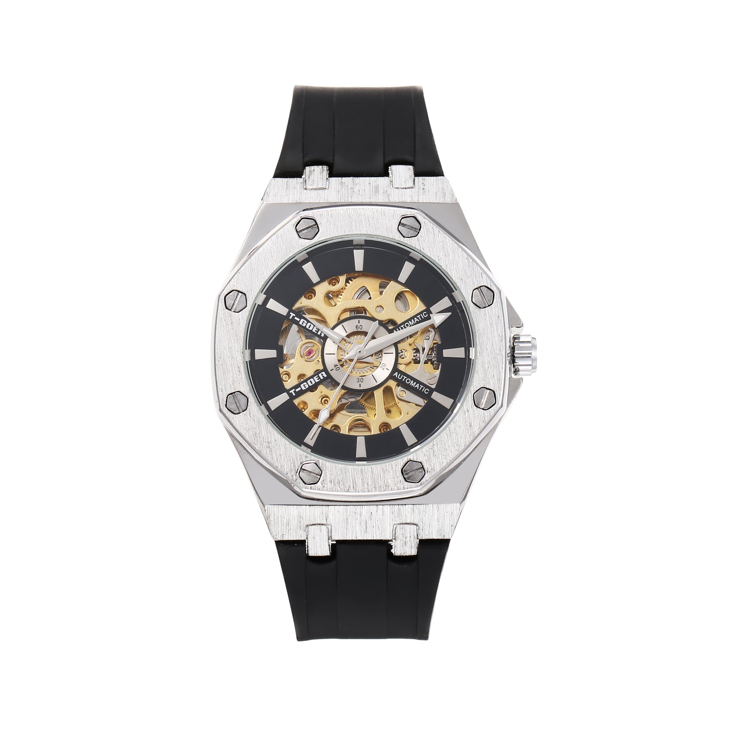 Automatic mechanical hollow silicone strap watch