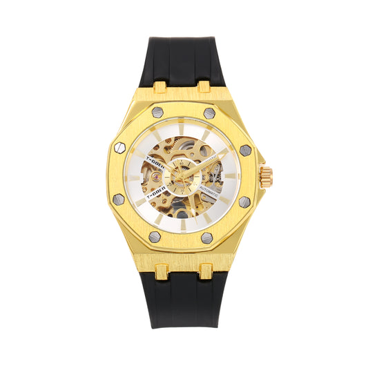 Automatic mechanical hollow silicone strap watch