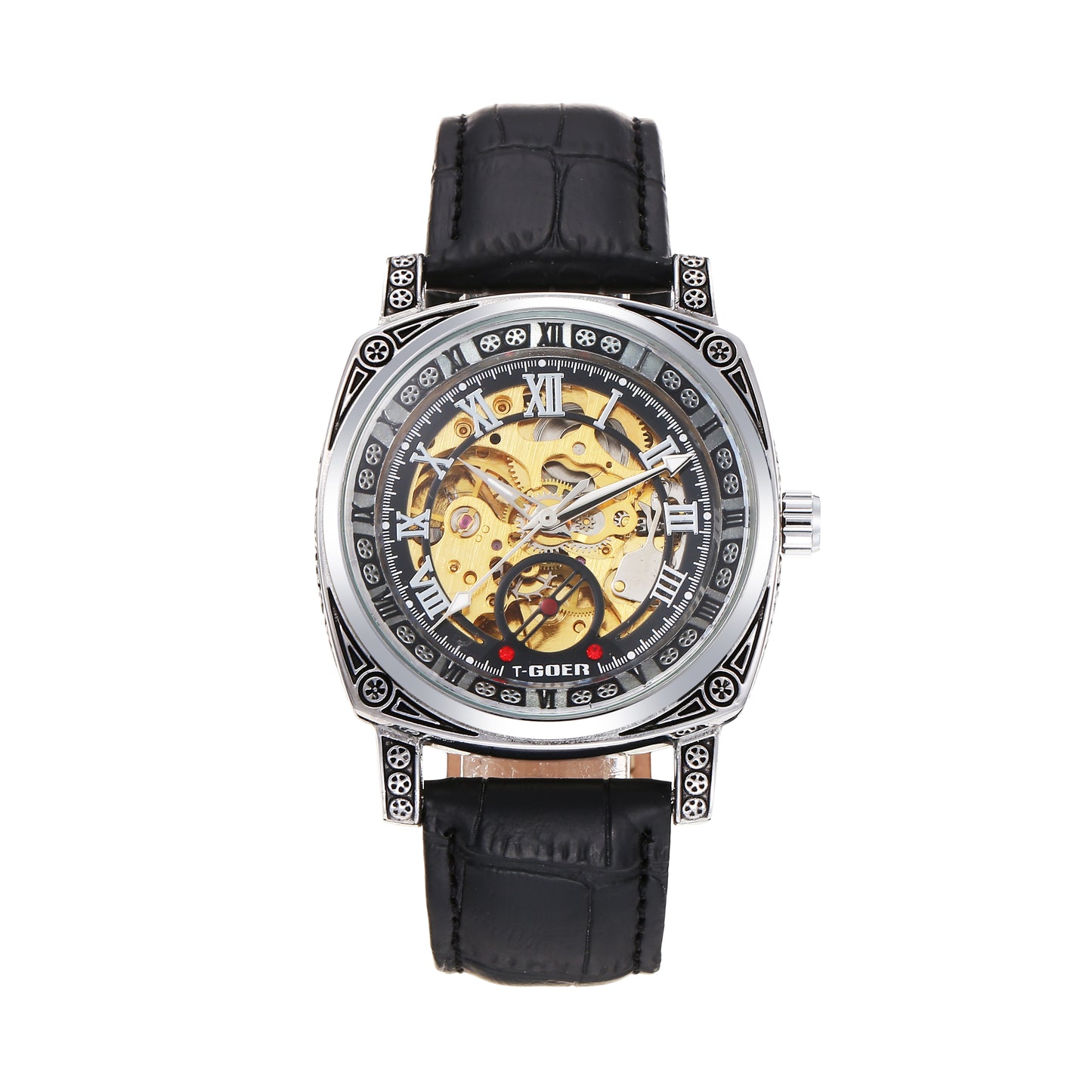 Automatic mechanical hollow leather strap watch