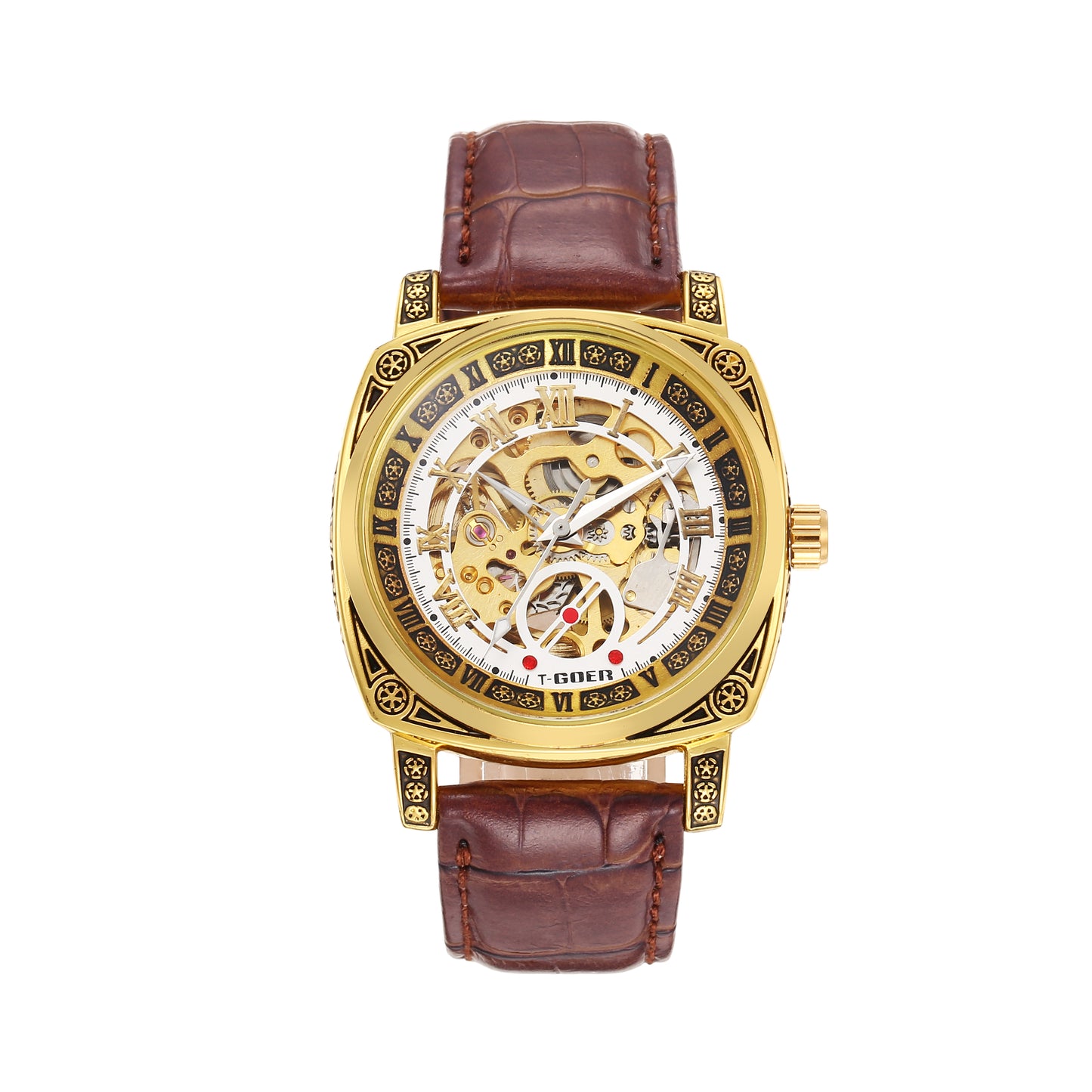 Automatic mechanical hollow leather strap watch