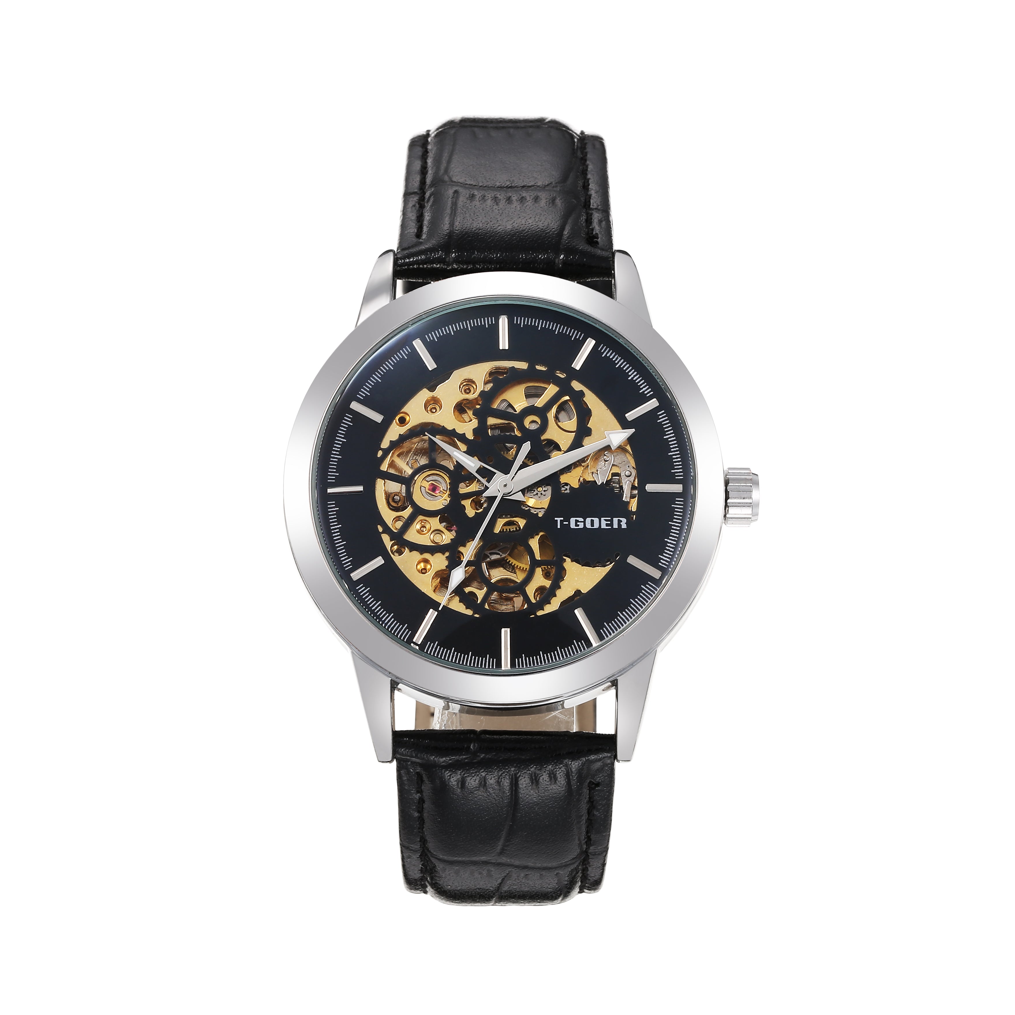 1793-Automatic Skeleton Leather Watch