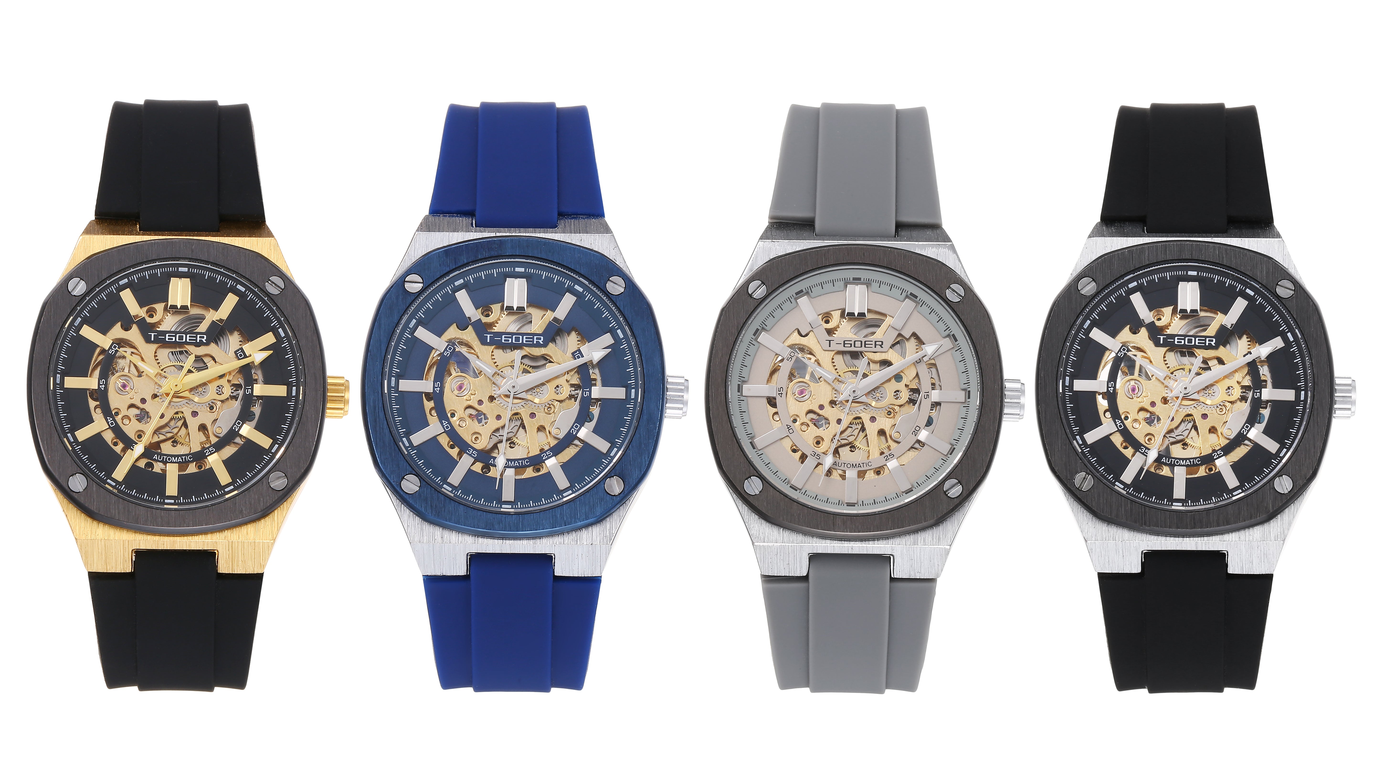 1043 - Automatic Mechanical Skeletonized Rubber Watch