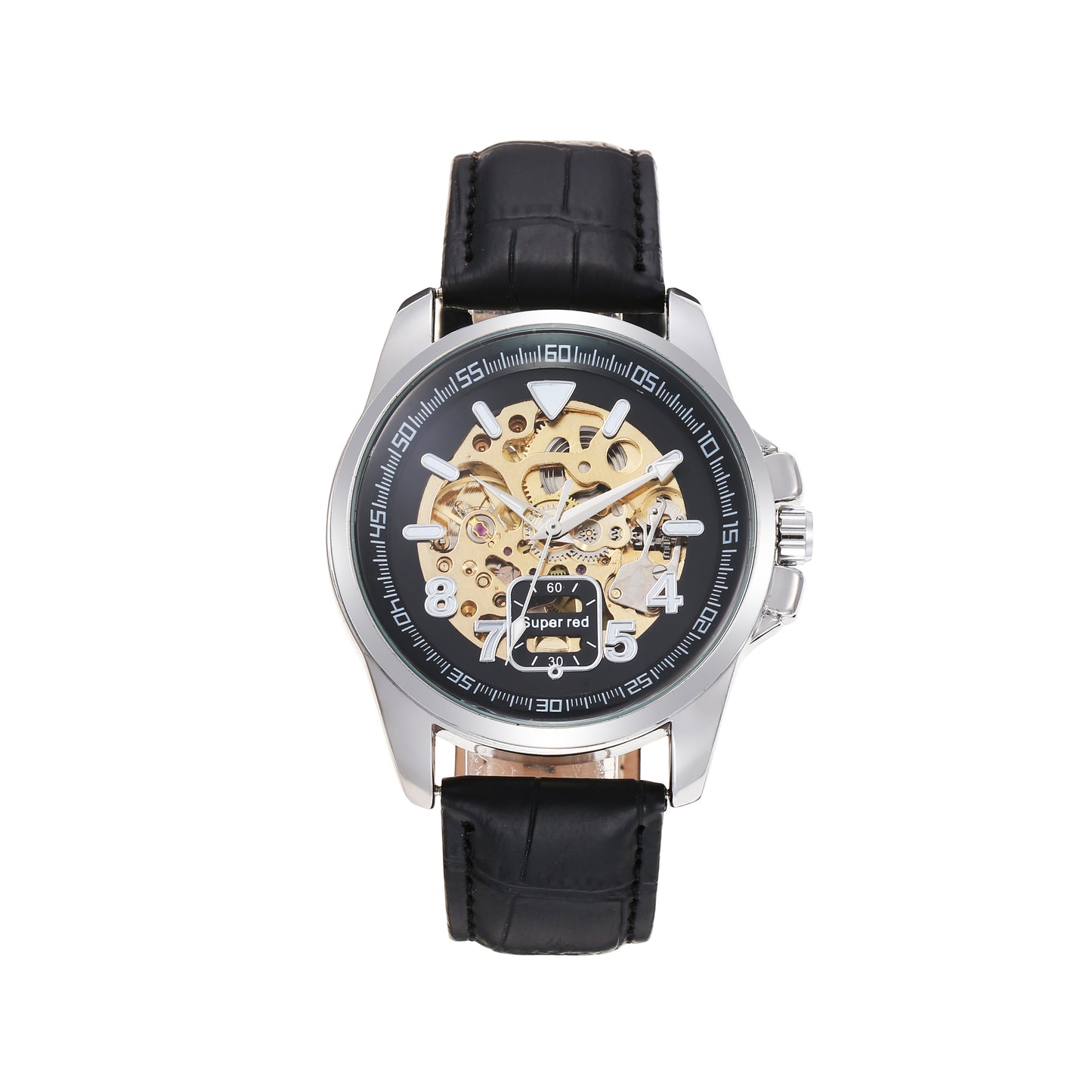 Automatic mechanical hollow leather strap watch