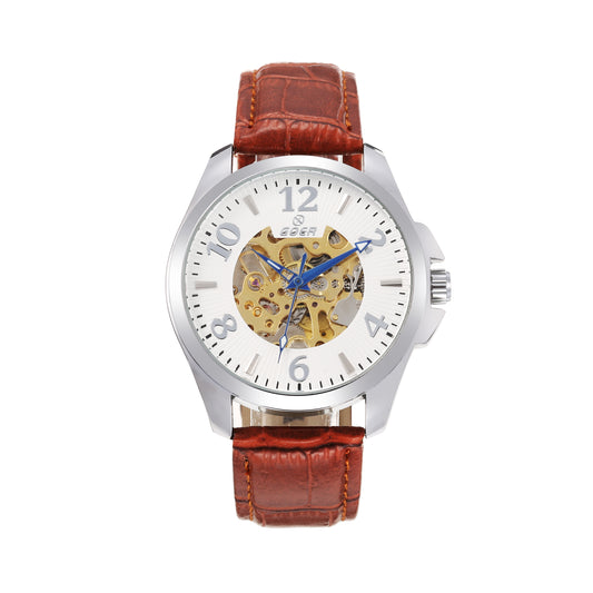 Automatic mechanical hollow leather strap watch