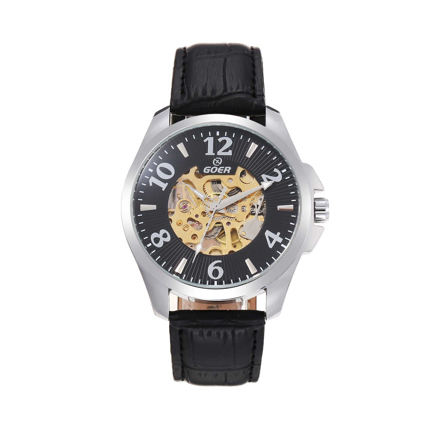 Automatic mechanical hollow leather strap watch