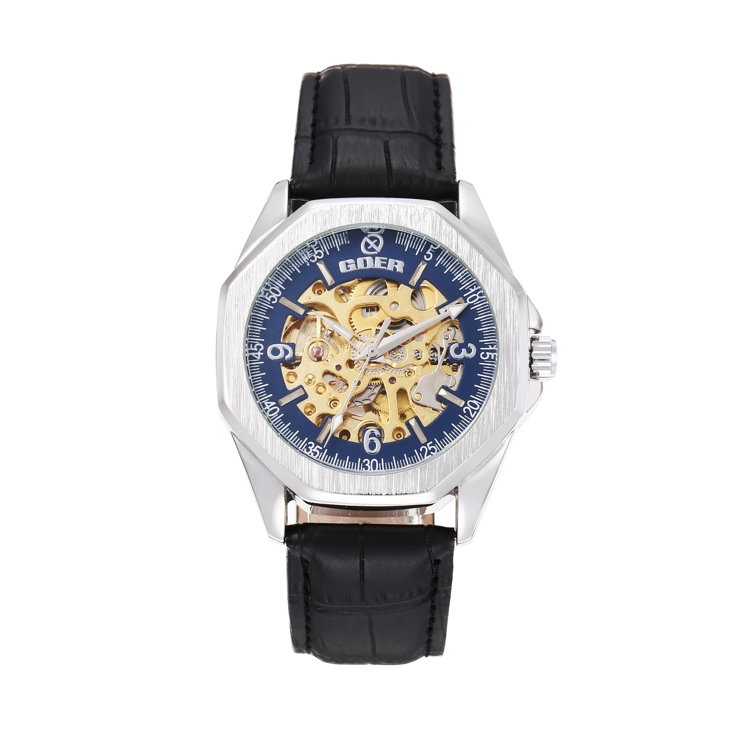 Automatic mechanical hollow leather strap watch