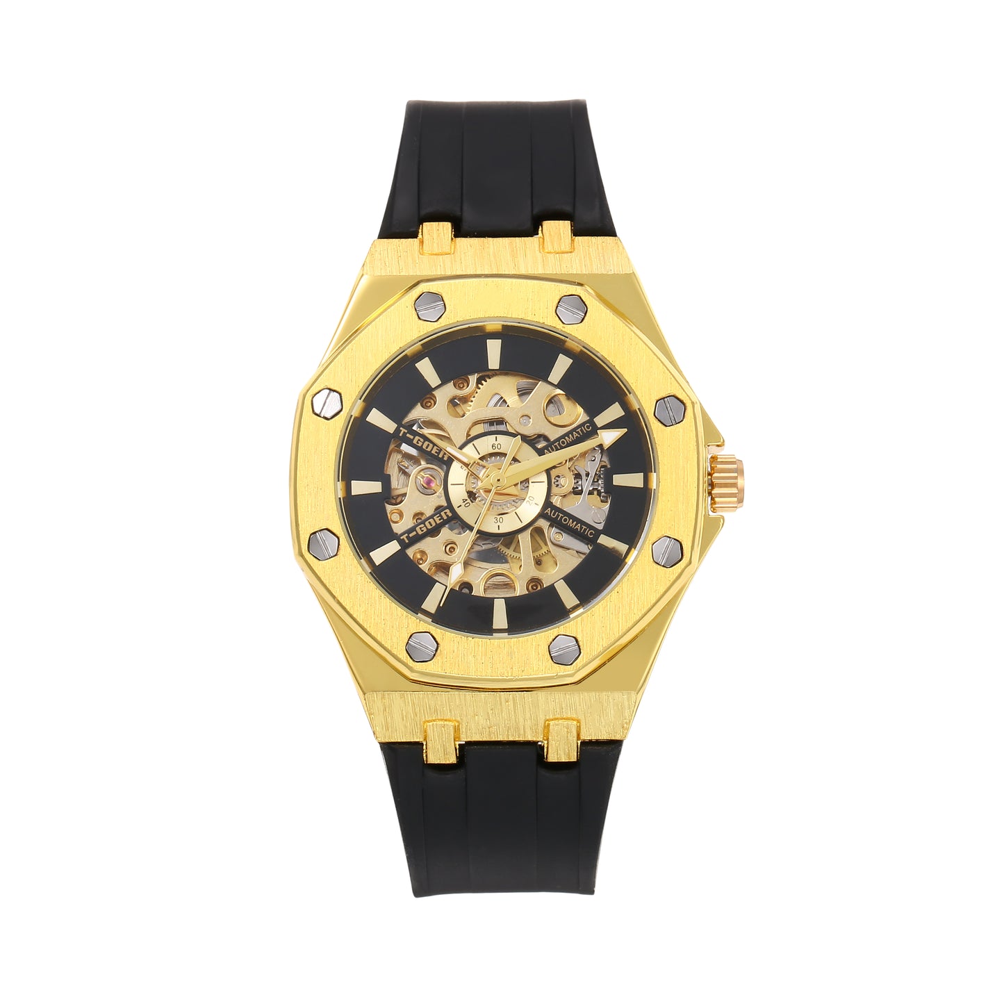 Automatic mechanical hollow silicone strap watch