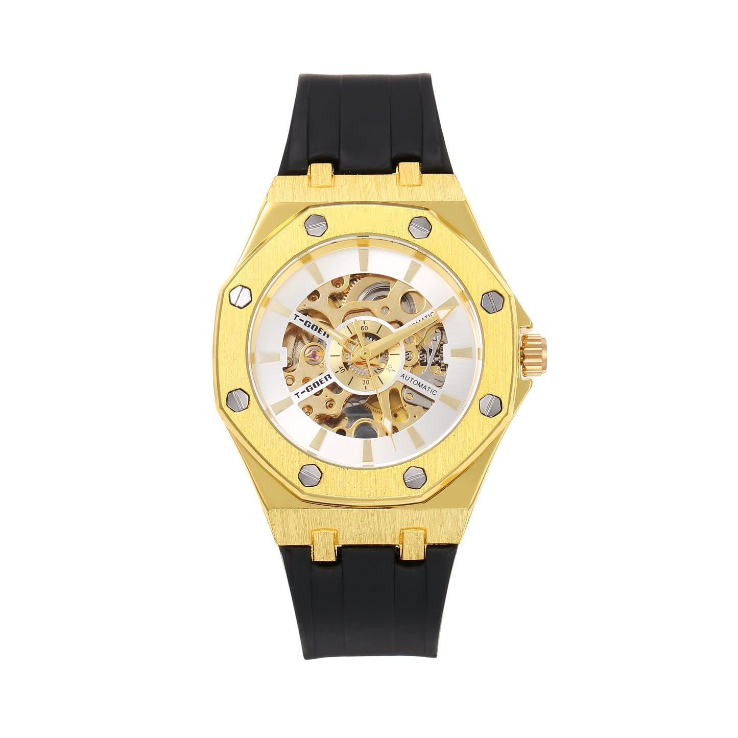 Automatic mechanical hollow silicone strap watch