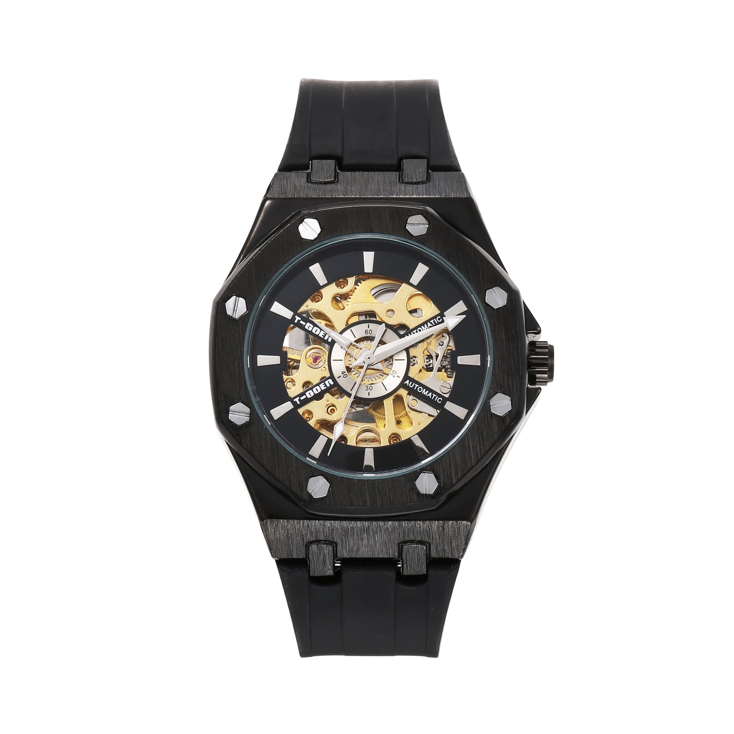 Automatic mechanical hollow silicone strap watch