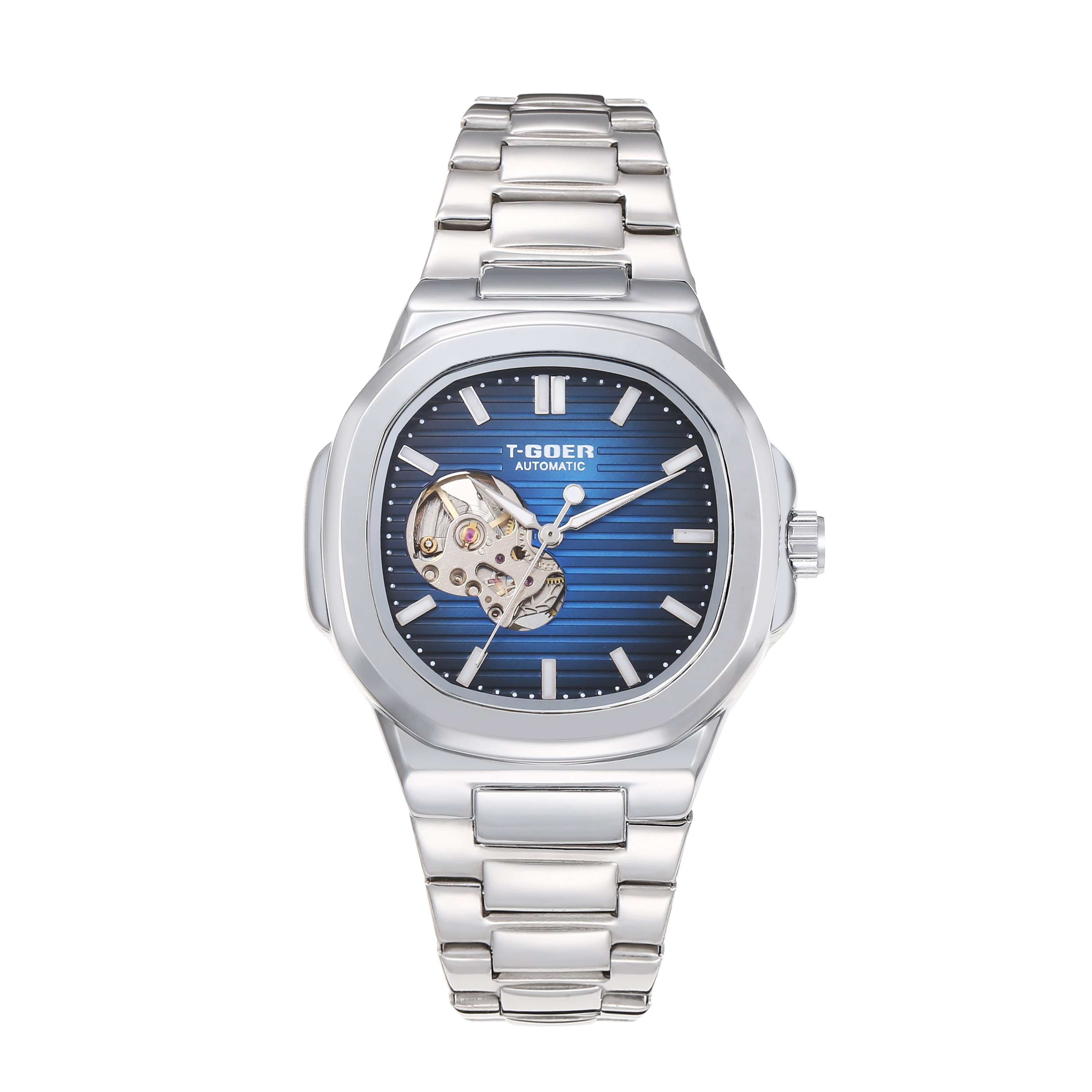1003-Automatic Mechanical Skeleton Steel Strap Watch