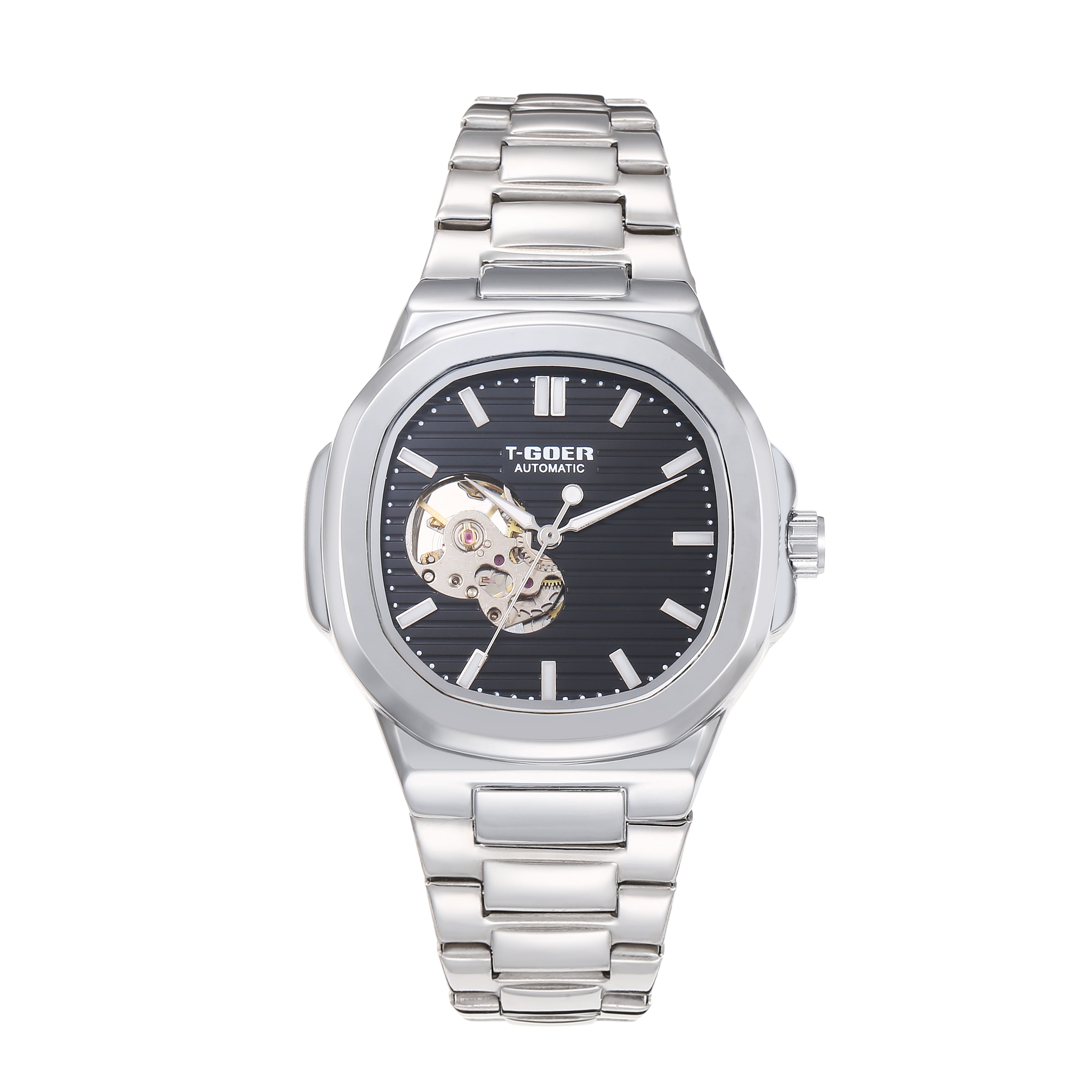 1003-Automatic Mechanical Skeleton Steel Strap Watch