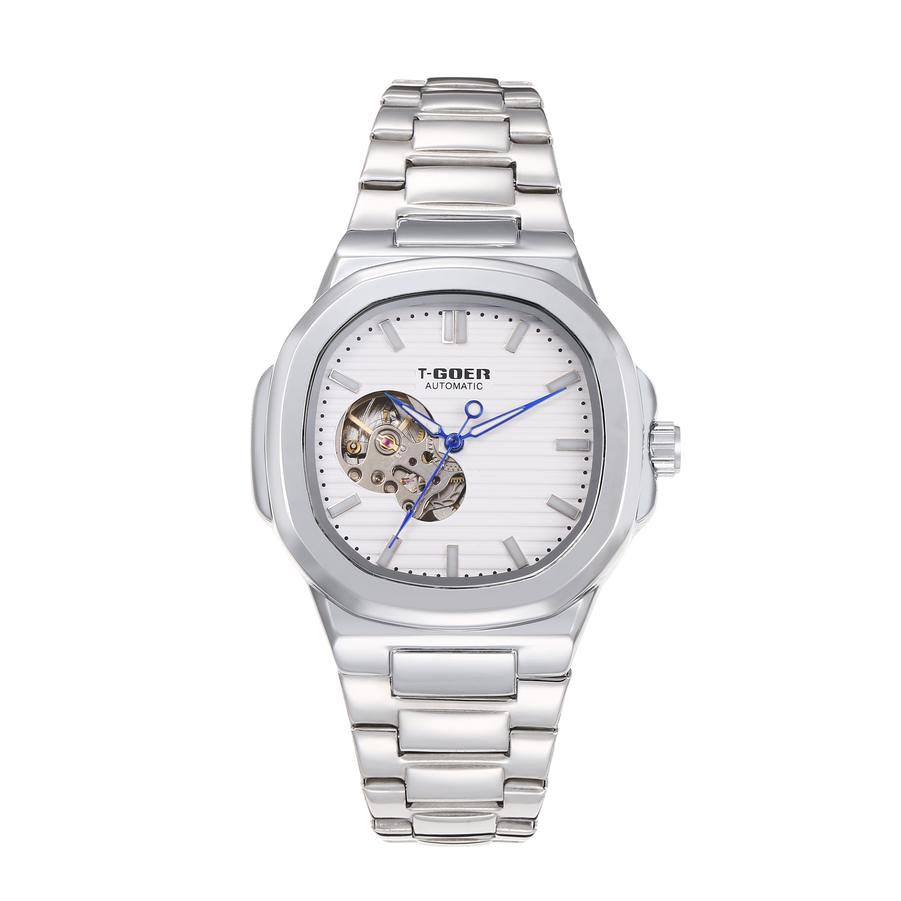 1003-Automatic Mechanical Skeleton Steel Strap Watch