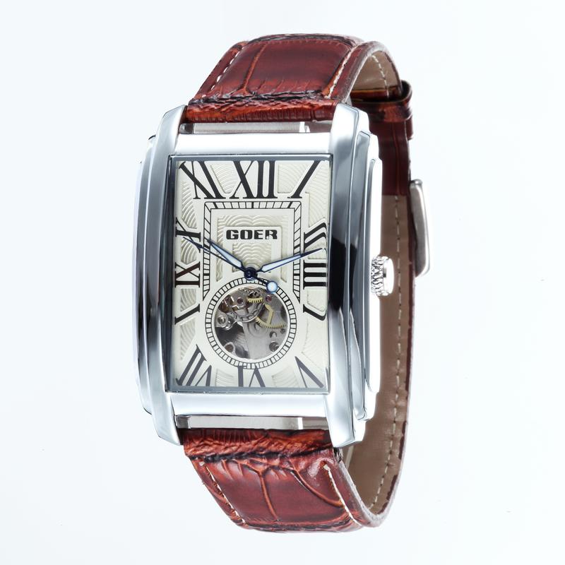 1193-Automatic Skeleton Leather Watch