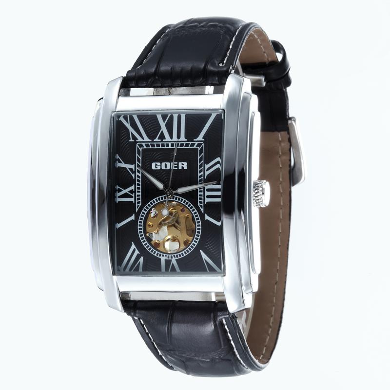 1193-Automatic Skeleton Leather Watch