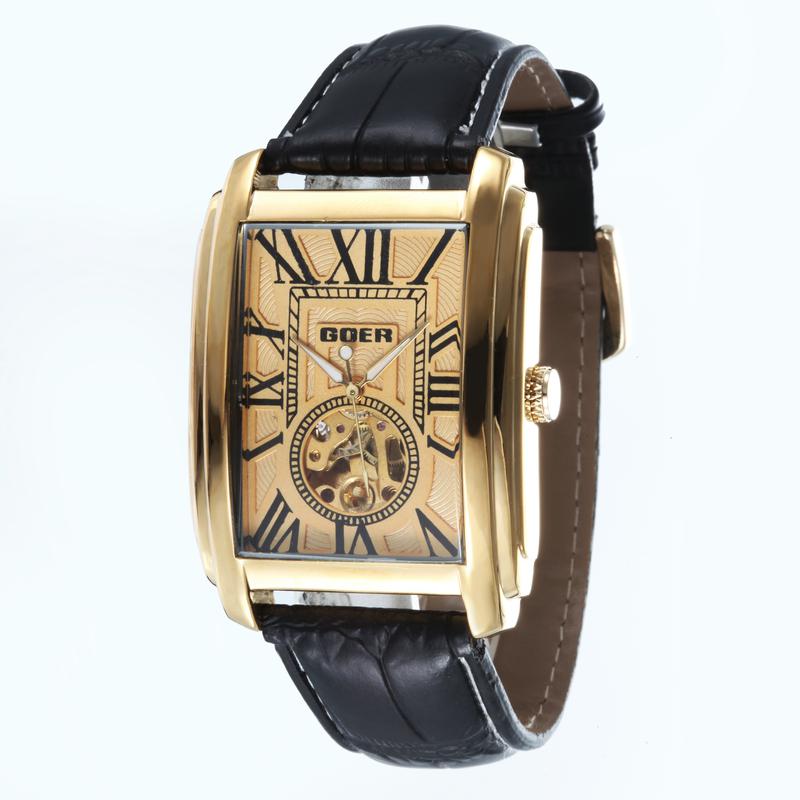 1193-Automatic Skeleton Leather Watch