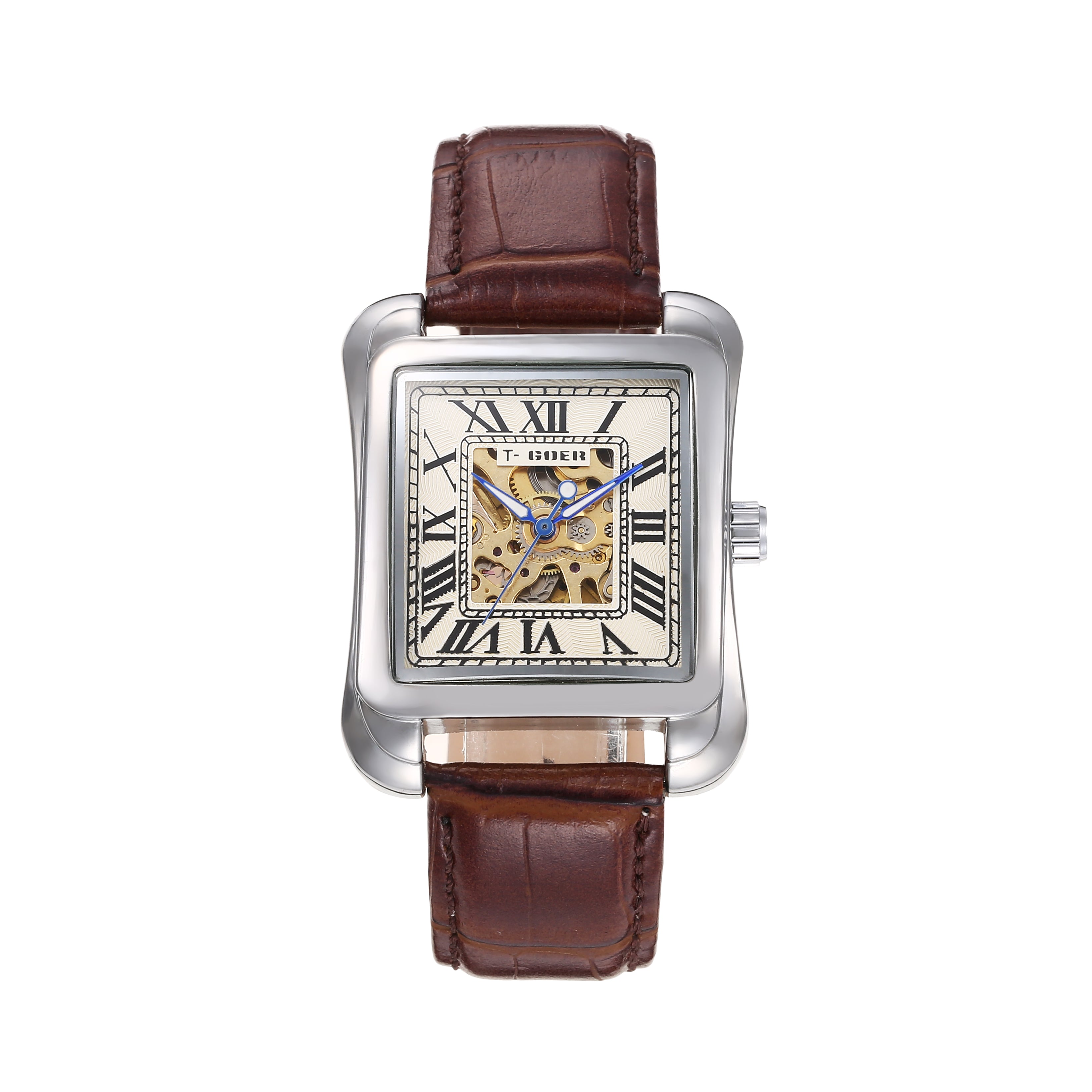 1244-Automatic Skeleton Leather Watch