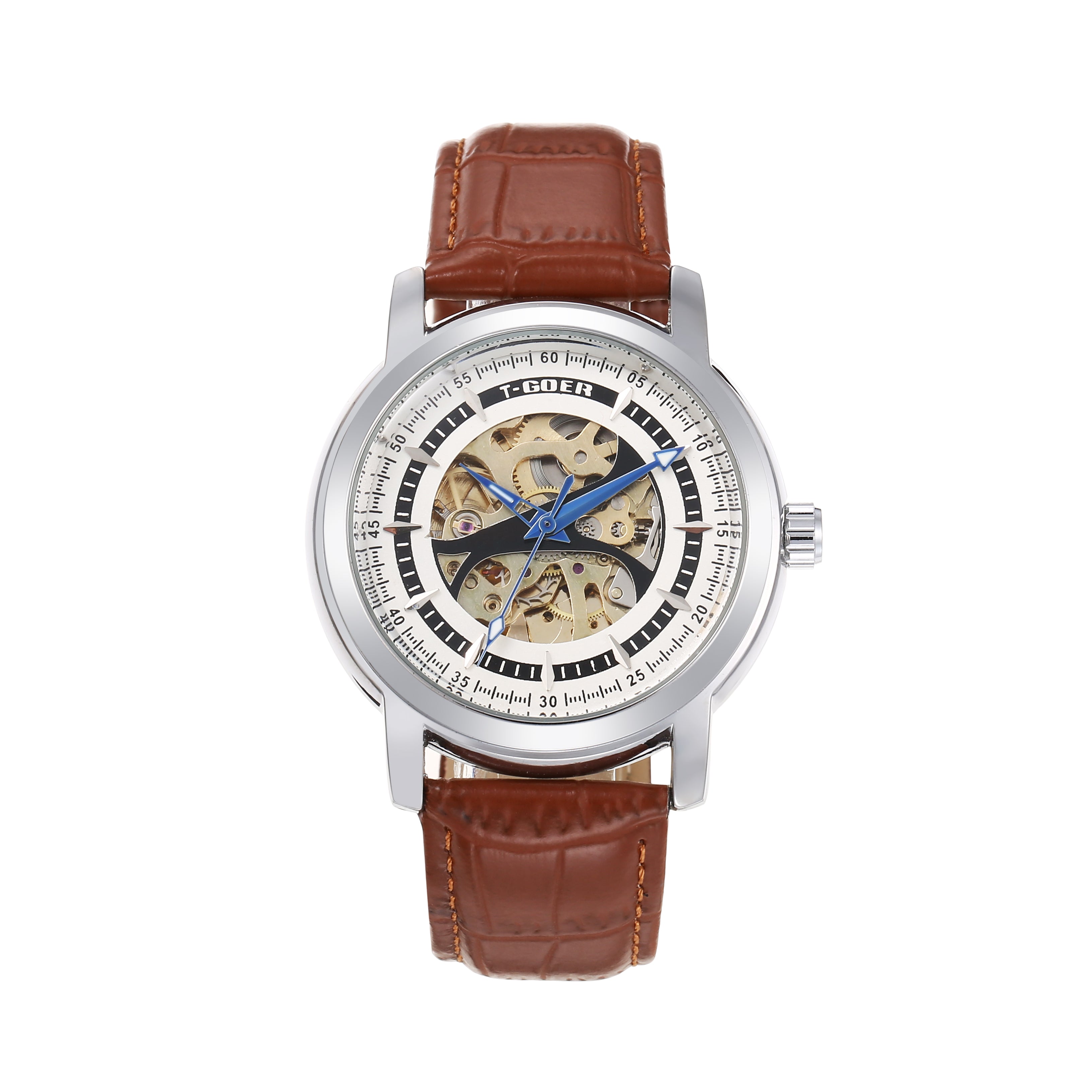 1304-Automatic Skeleton Leather Watch