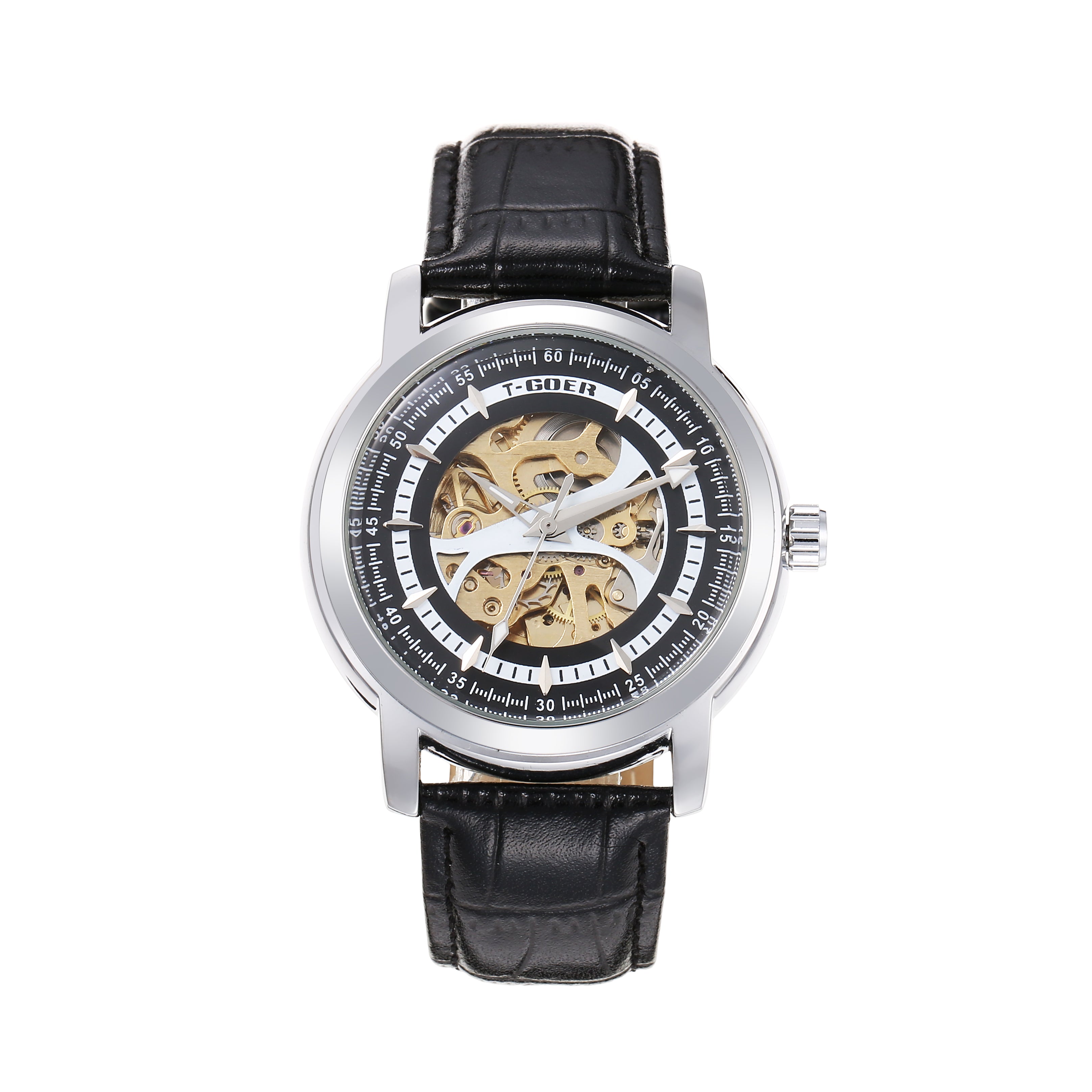 1304-Automatic Skeleton Leather Watch