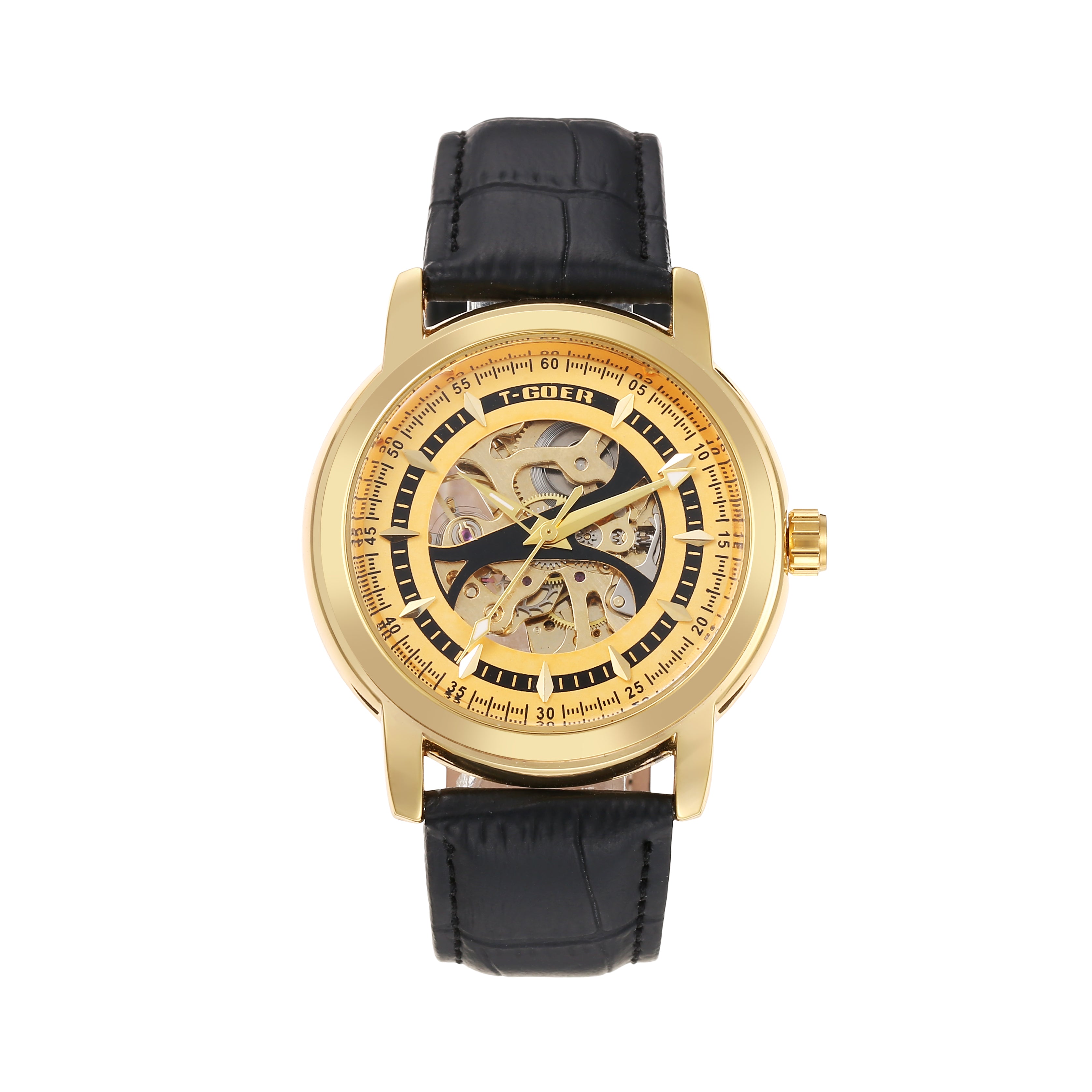 1304-Automatic Skeleton Leather Watch