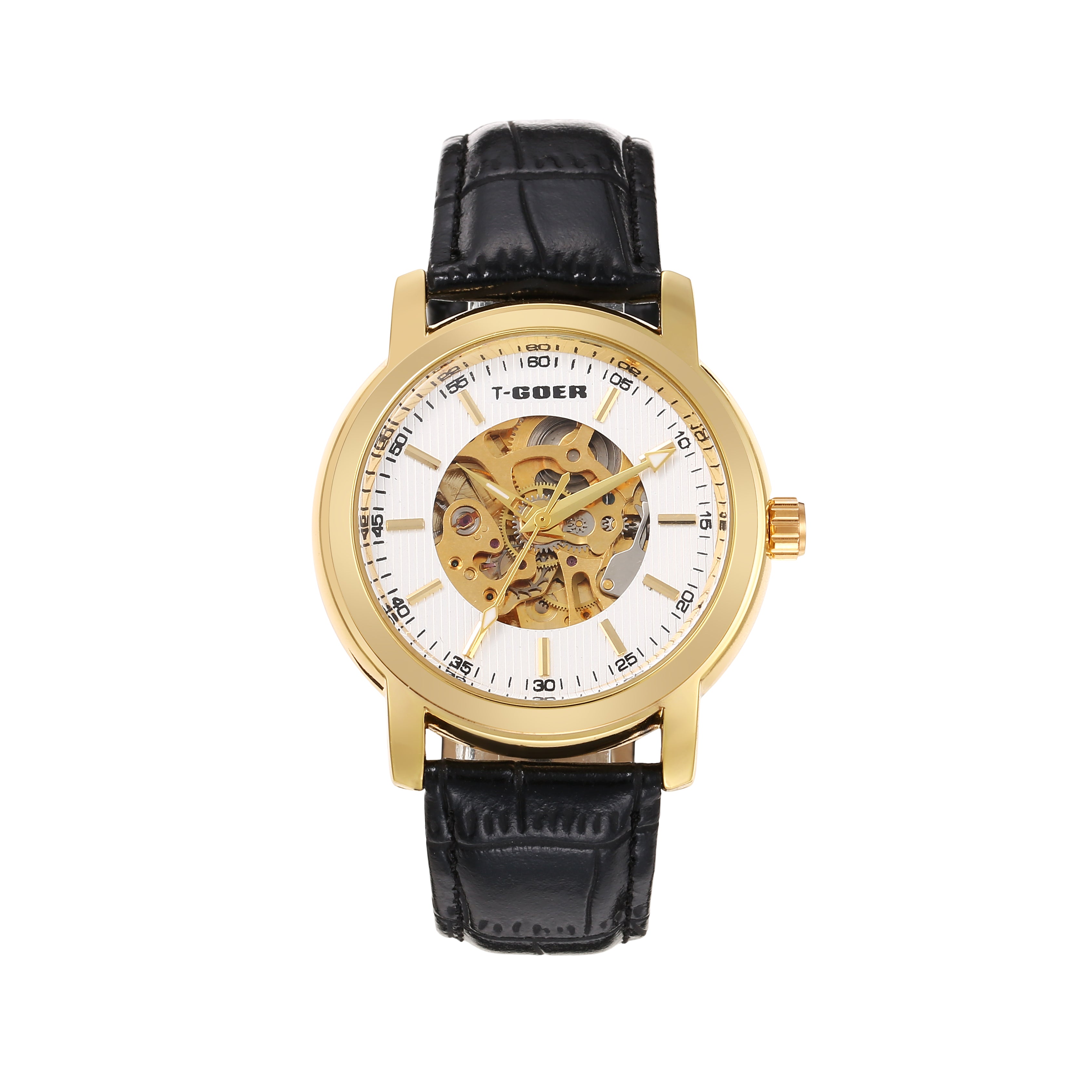 1305-Automatic Skeleton Leather Watch