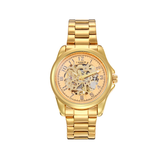 Automatic mechanical hollow steel watch