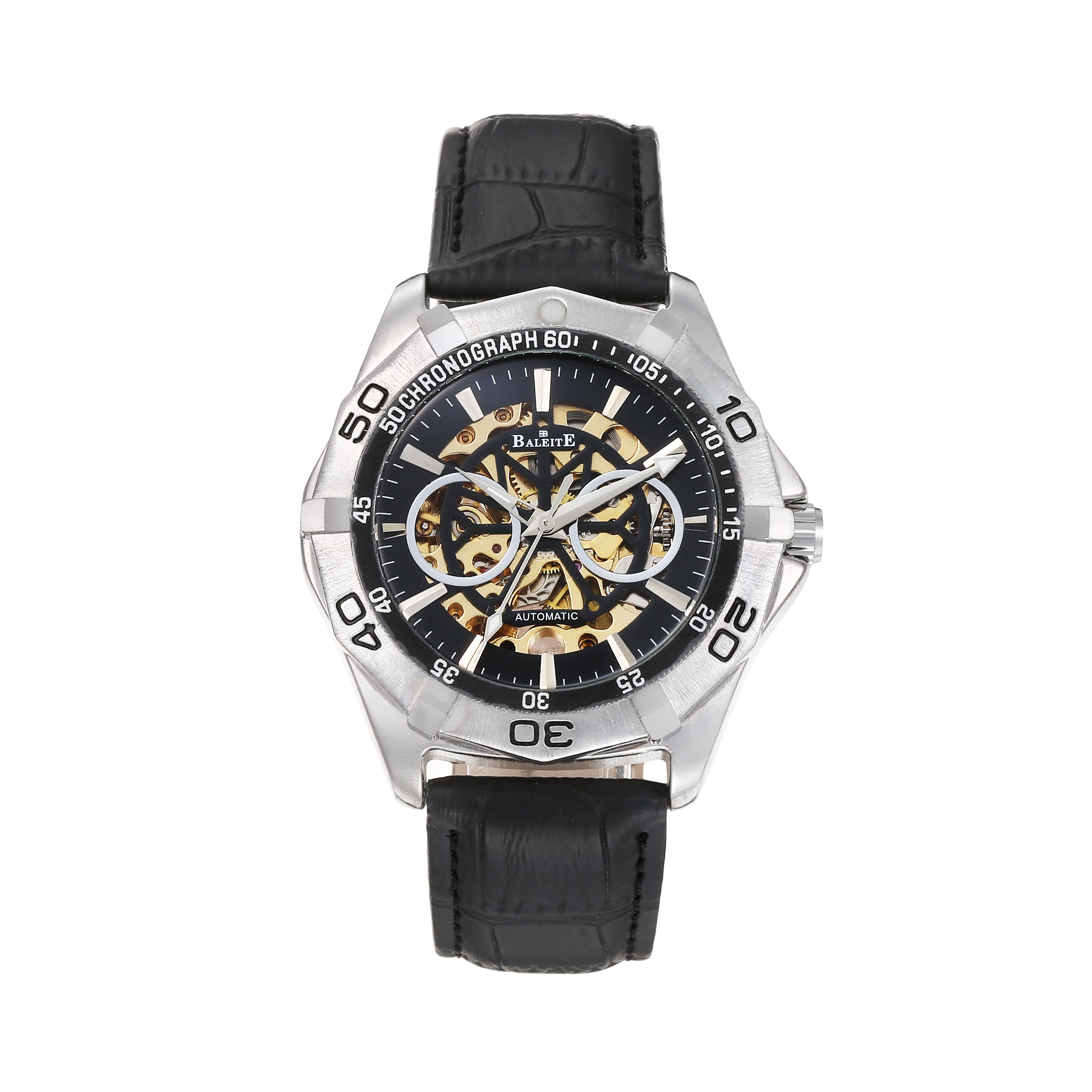 1721-Automatic Skeleton Leather Watch