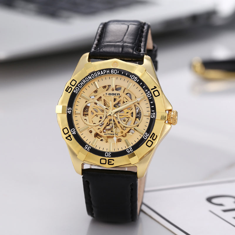 1721-Automatic Skeleton Leather Watch
