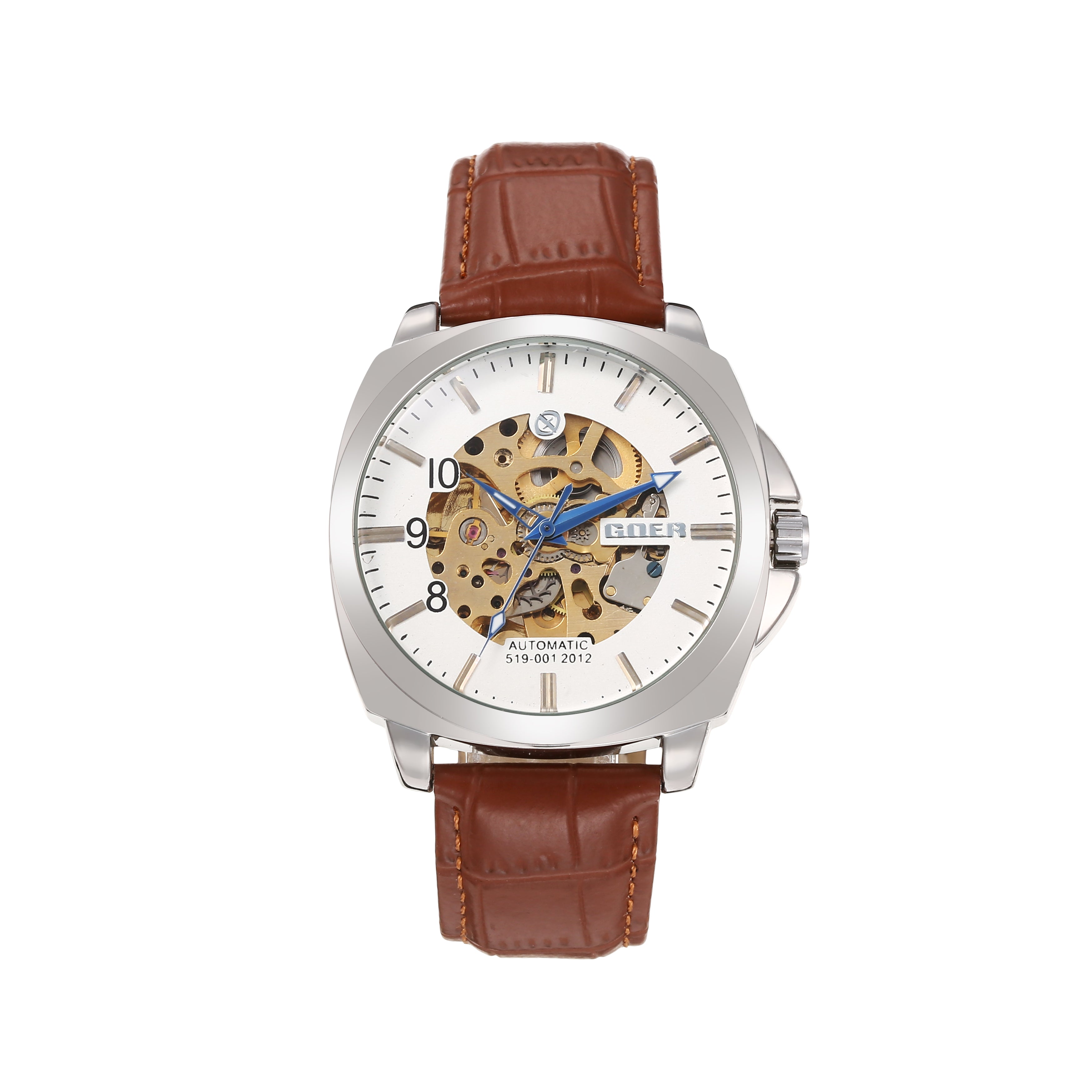1731-Automatic Skeleton Leather Watch
