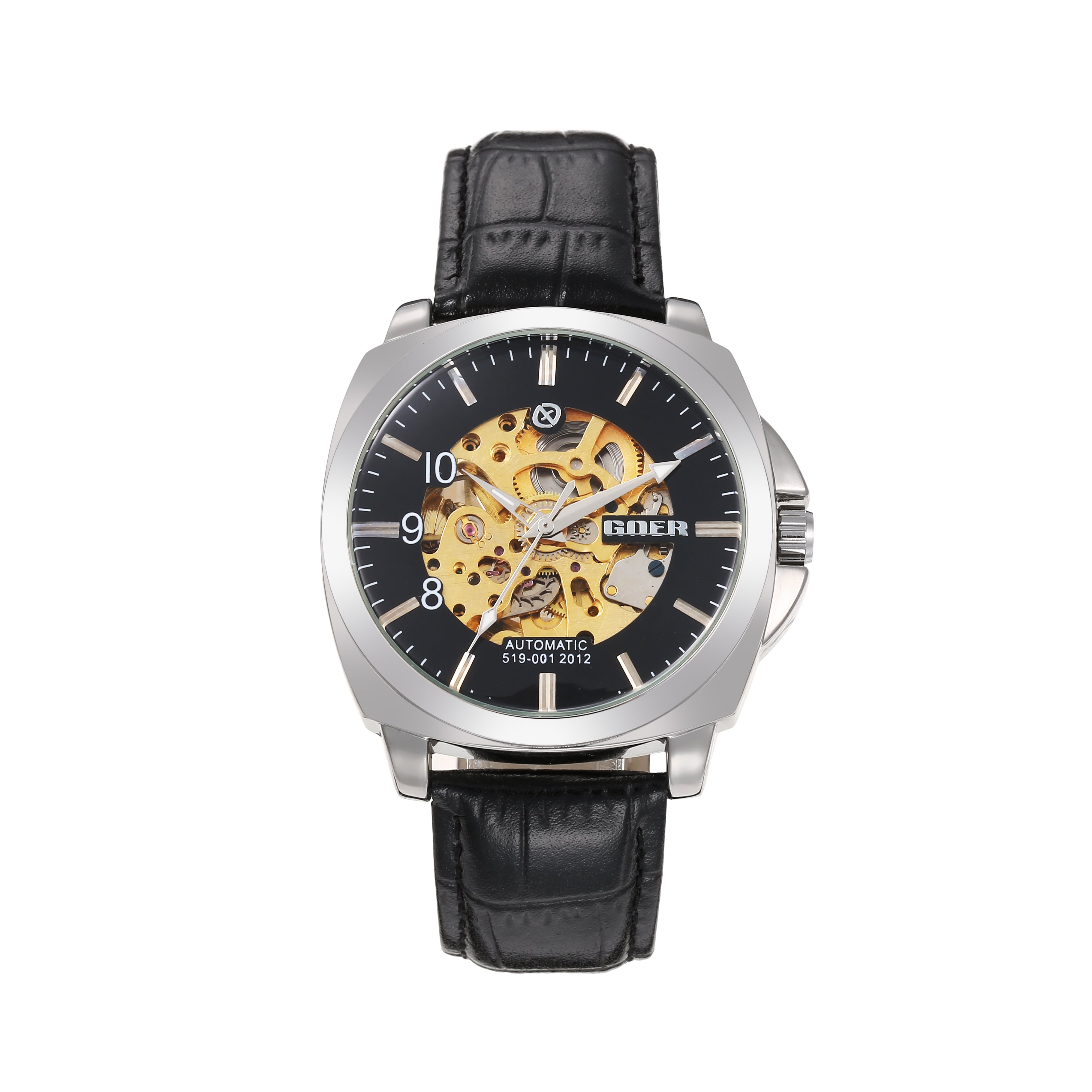 1731-Automatic Skeleton Leather Watch