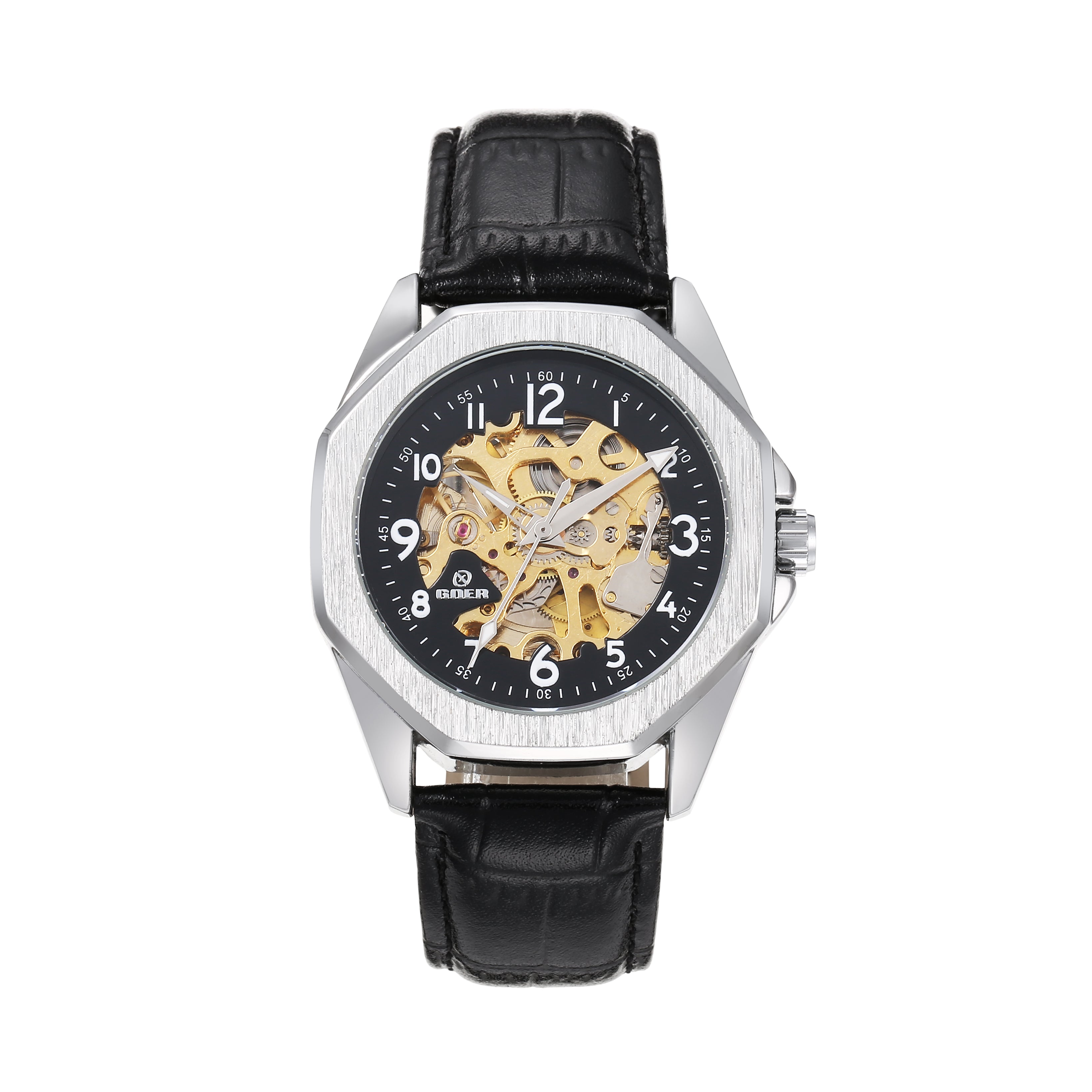 1740-Automatic Skeleton Leather Watch