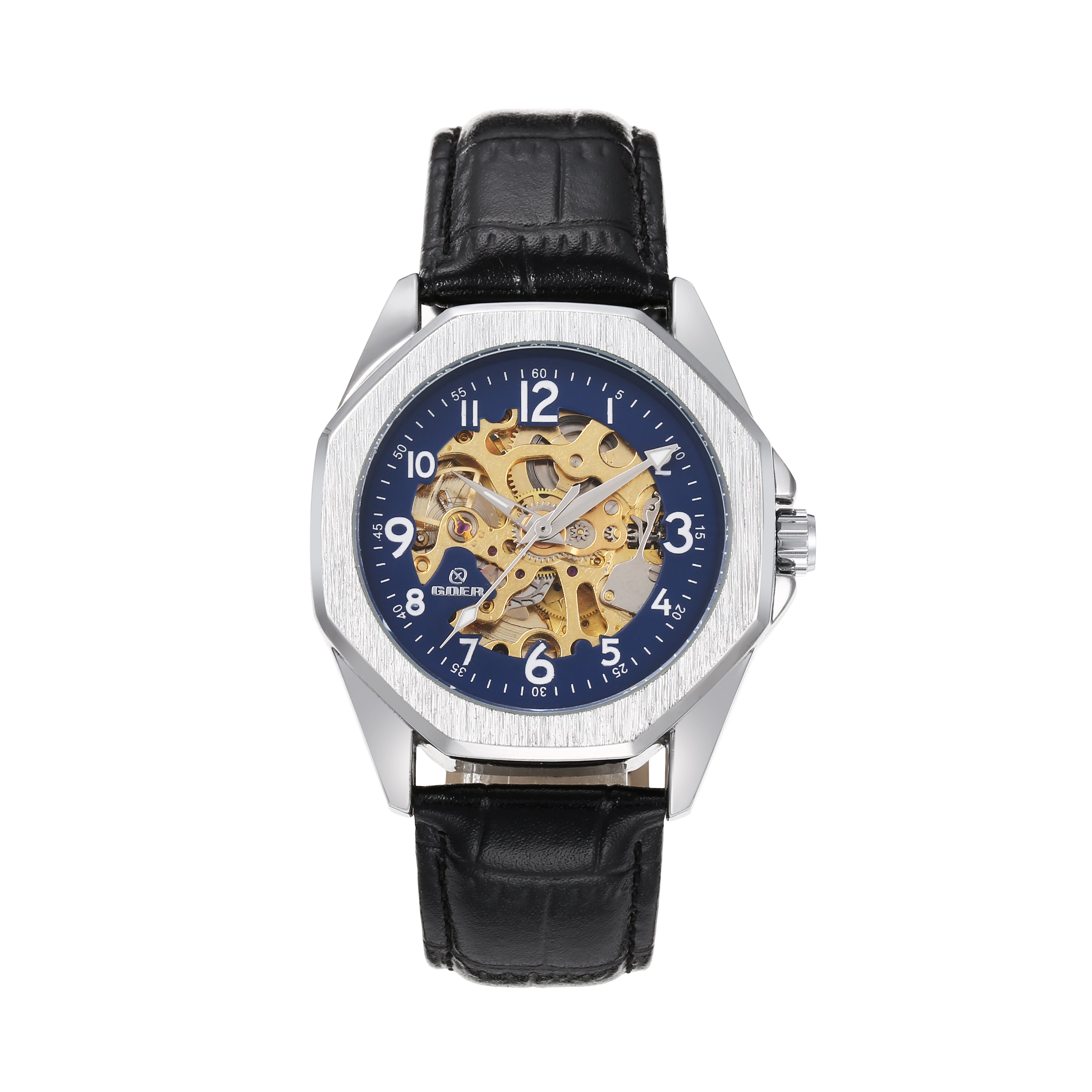 1740-Automatic Skeleton Leather Watch