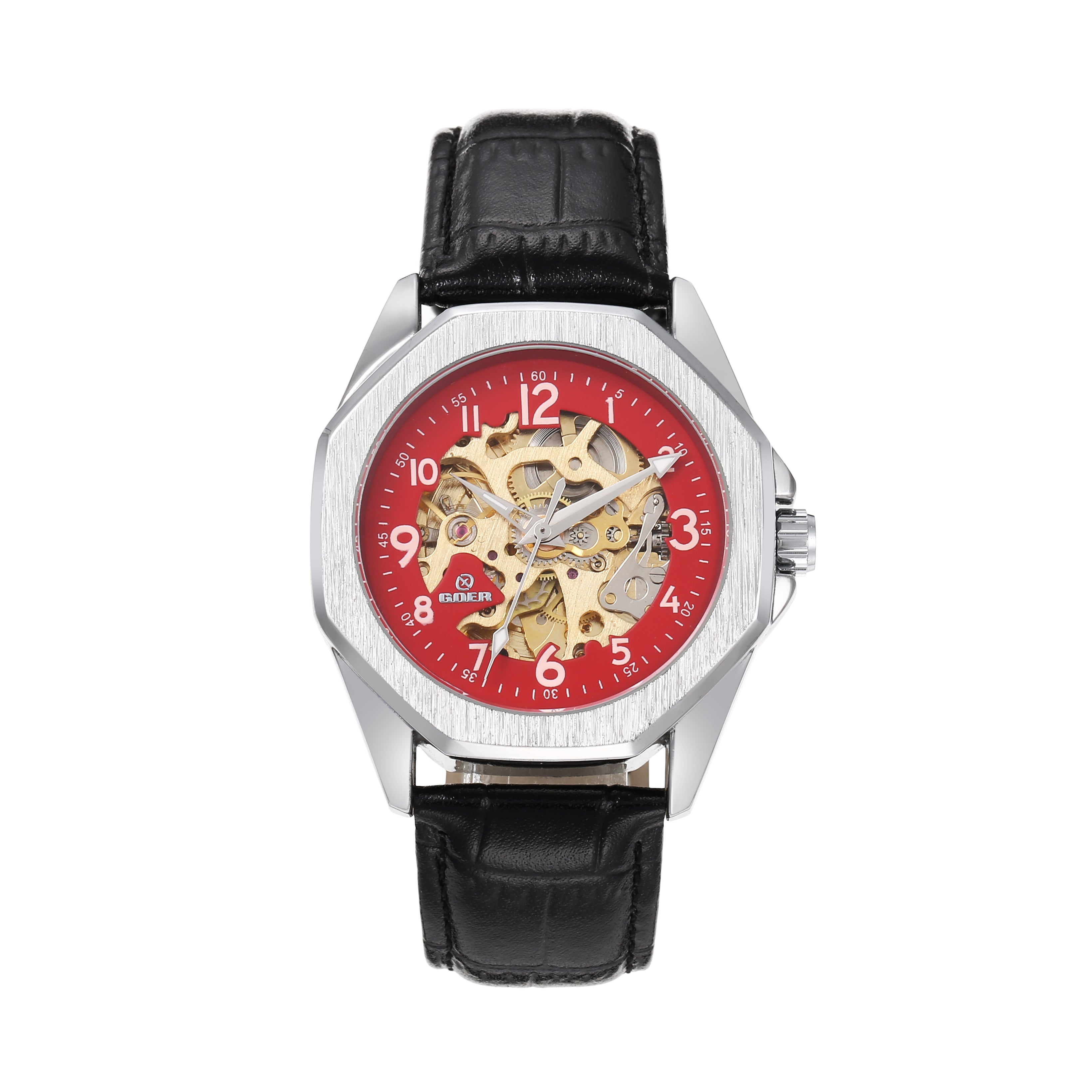1740-Automatic Skeleton Leather Watch