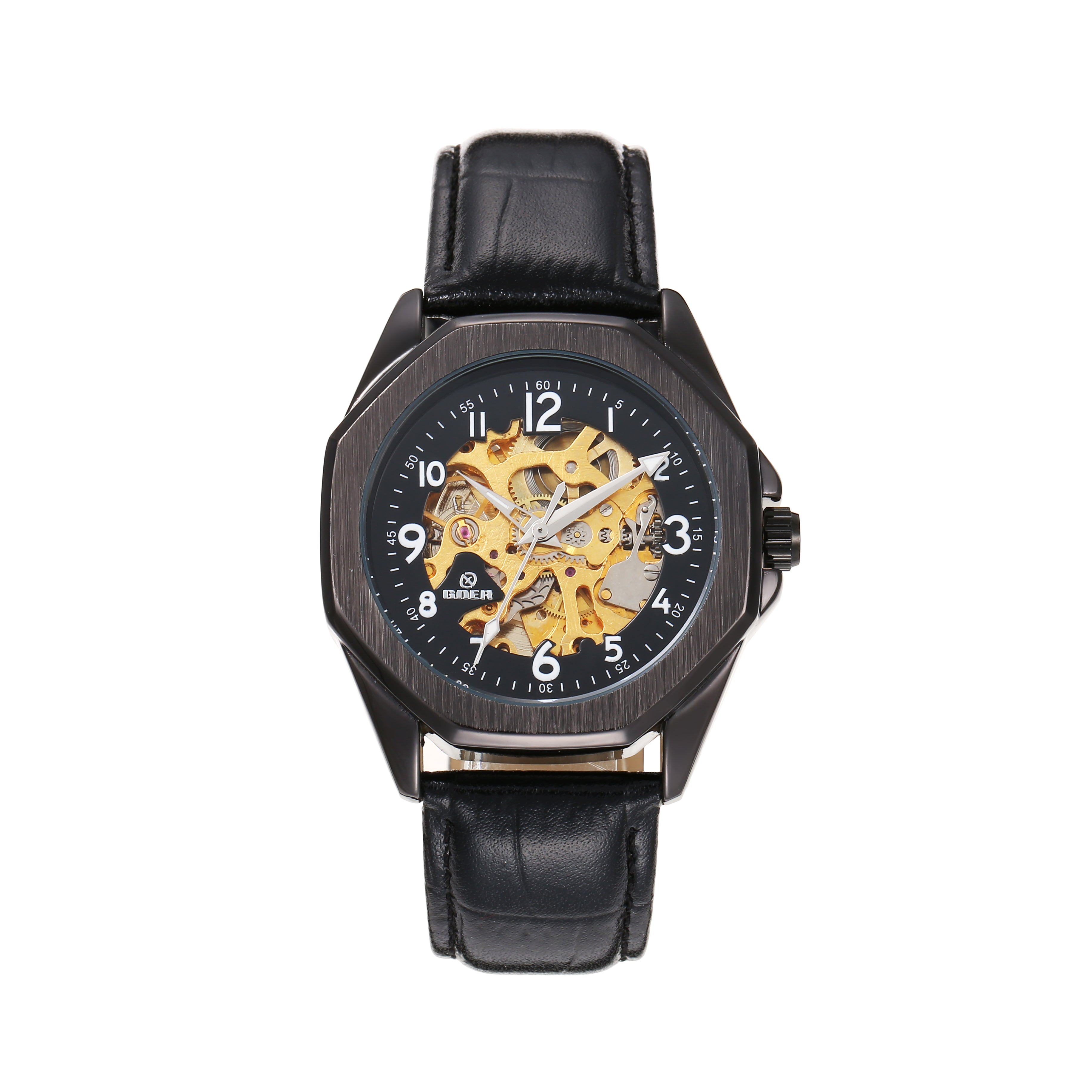 1740-Automatic Skeleton Leather Watch