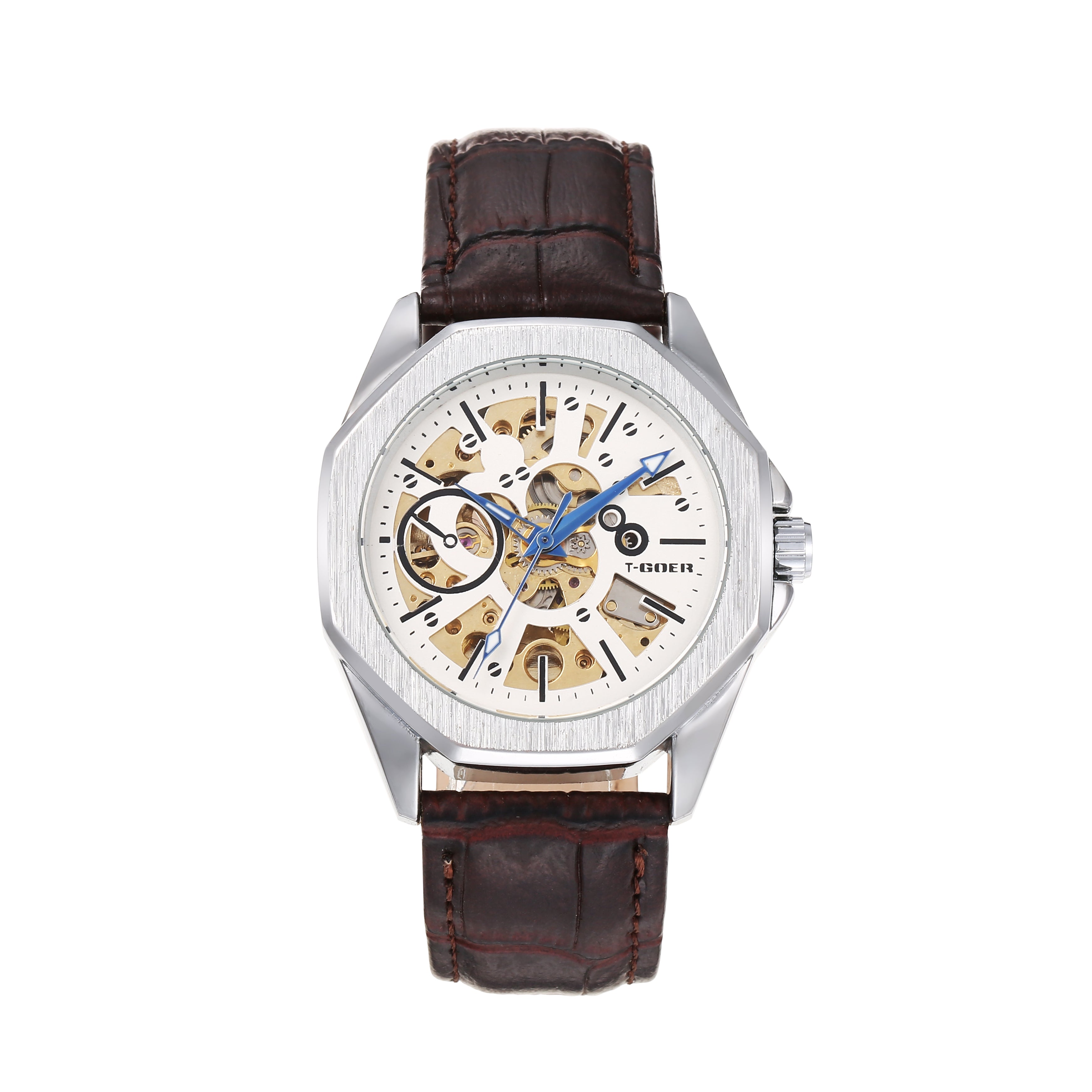 1741-Automatic Skeleton Leather Watch