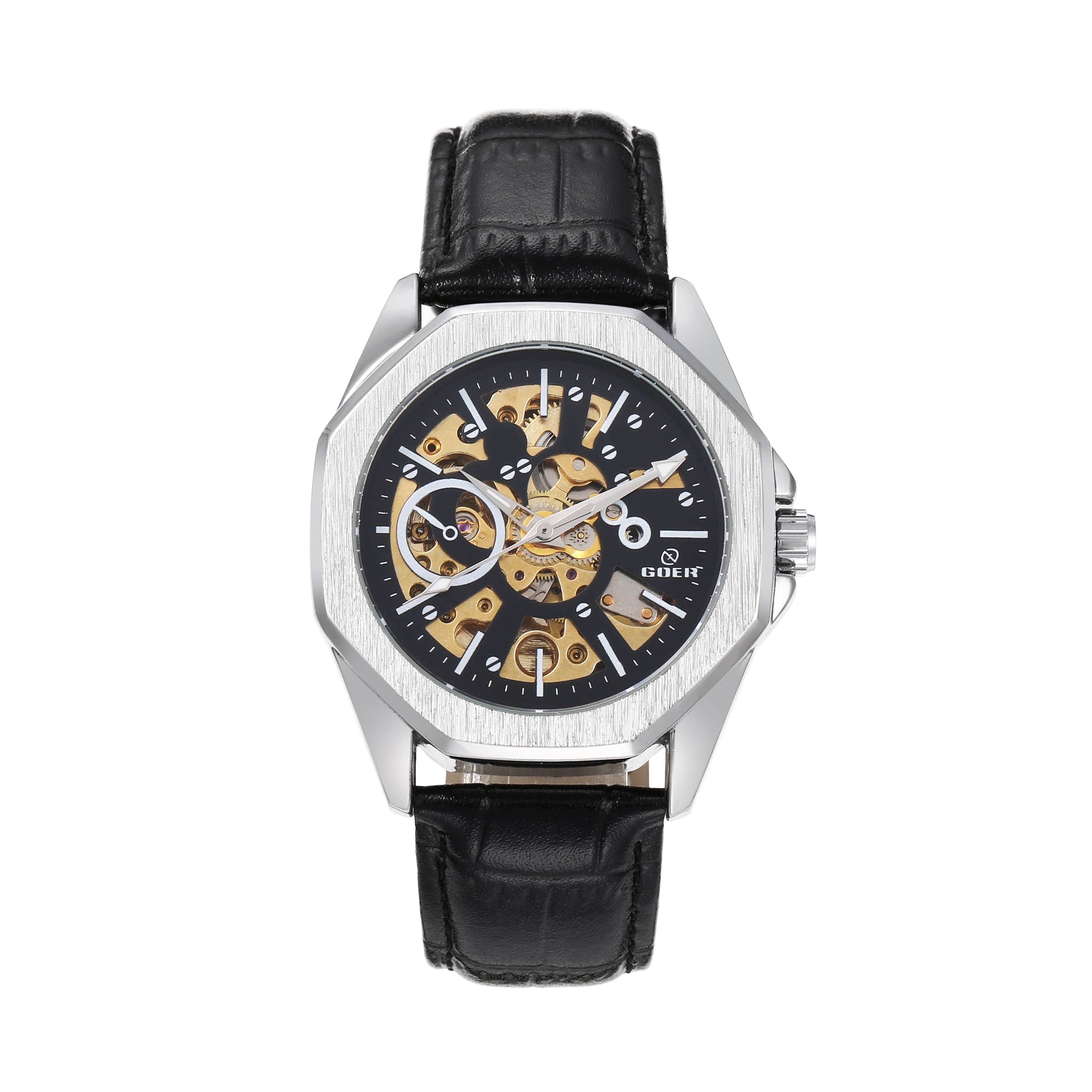 1741-Automatic Skeleton Leather Watch