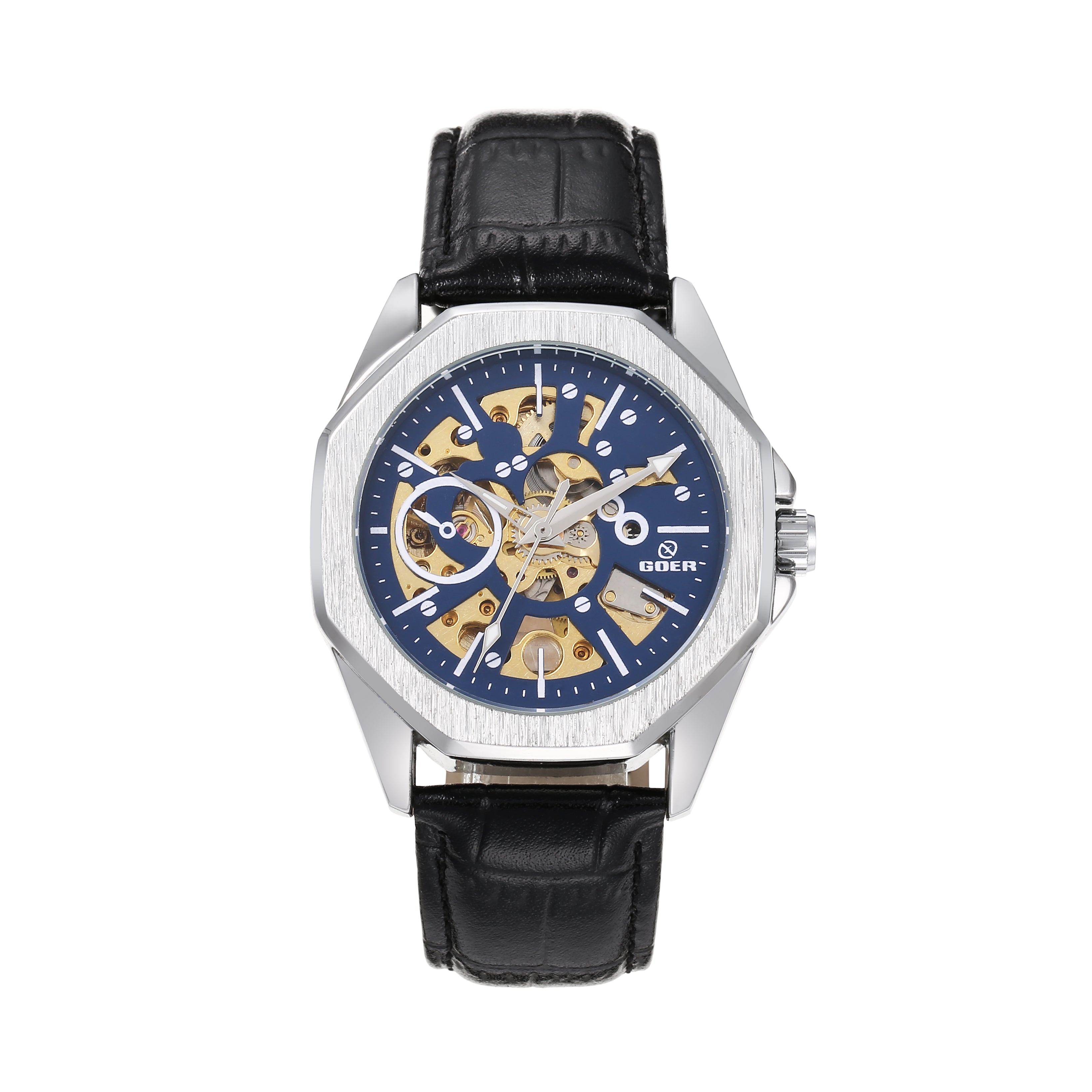 1741-Automatic Skeleton Leather Watch