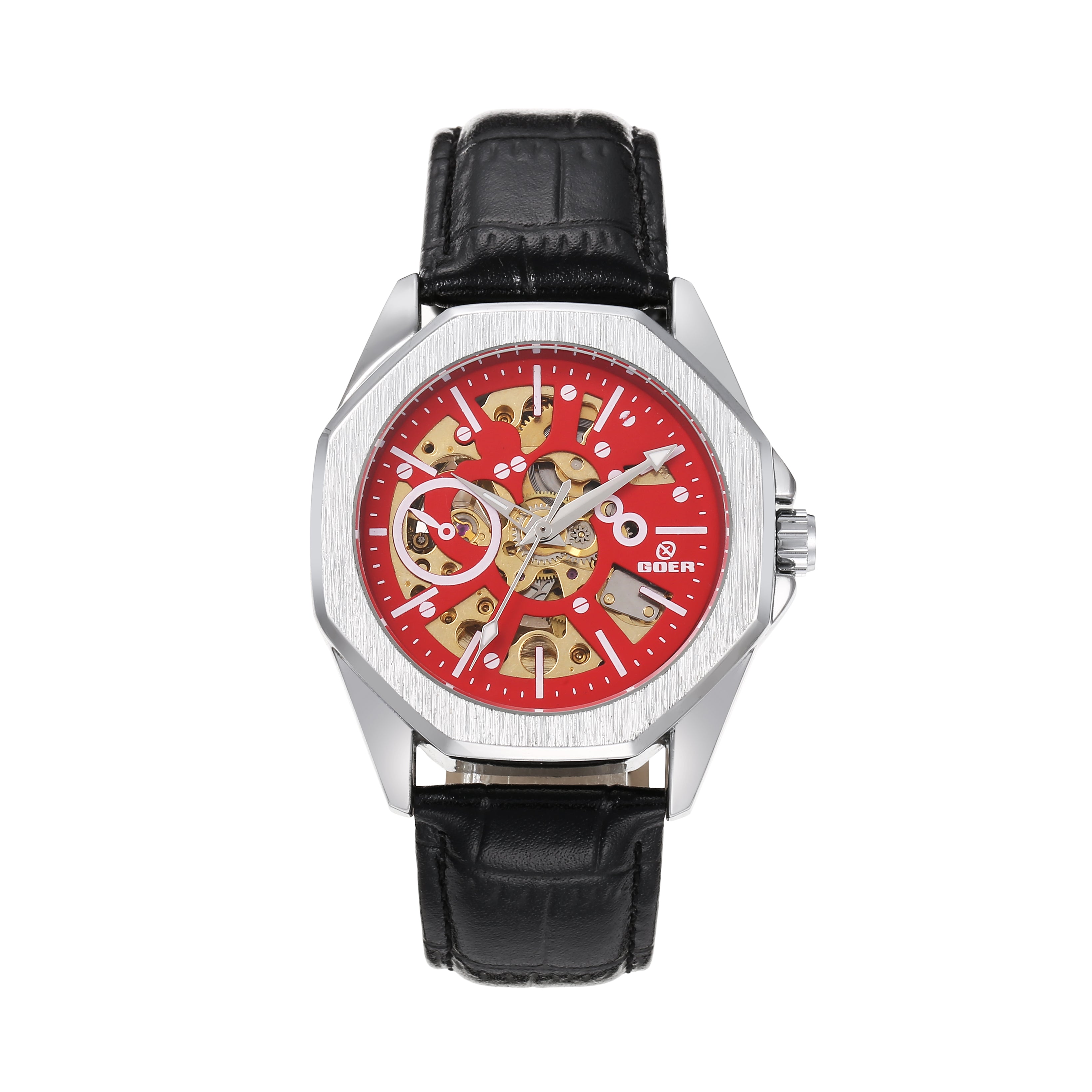 1741-Automatic Skeleton Leather Watch