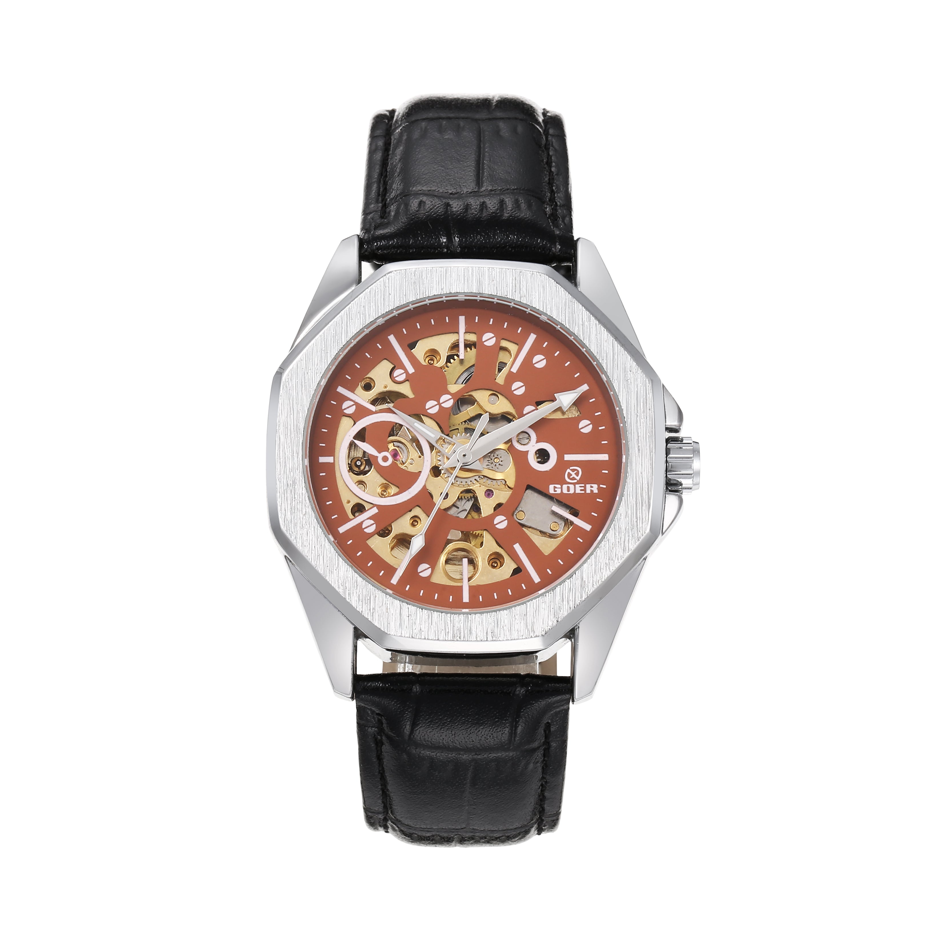 1741-Automatic Skeleton Leather Watch