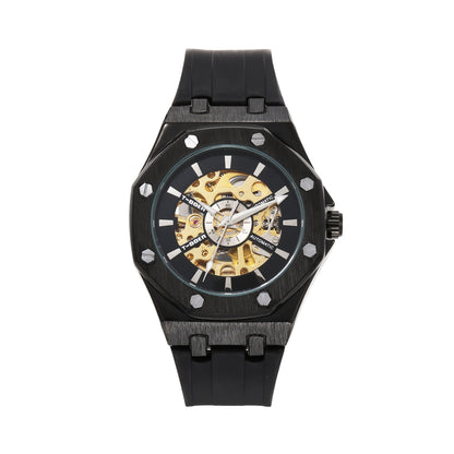 Automatic mechanical hollow silicone strap watch
