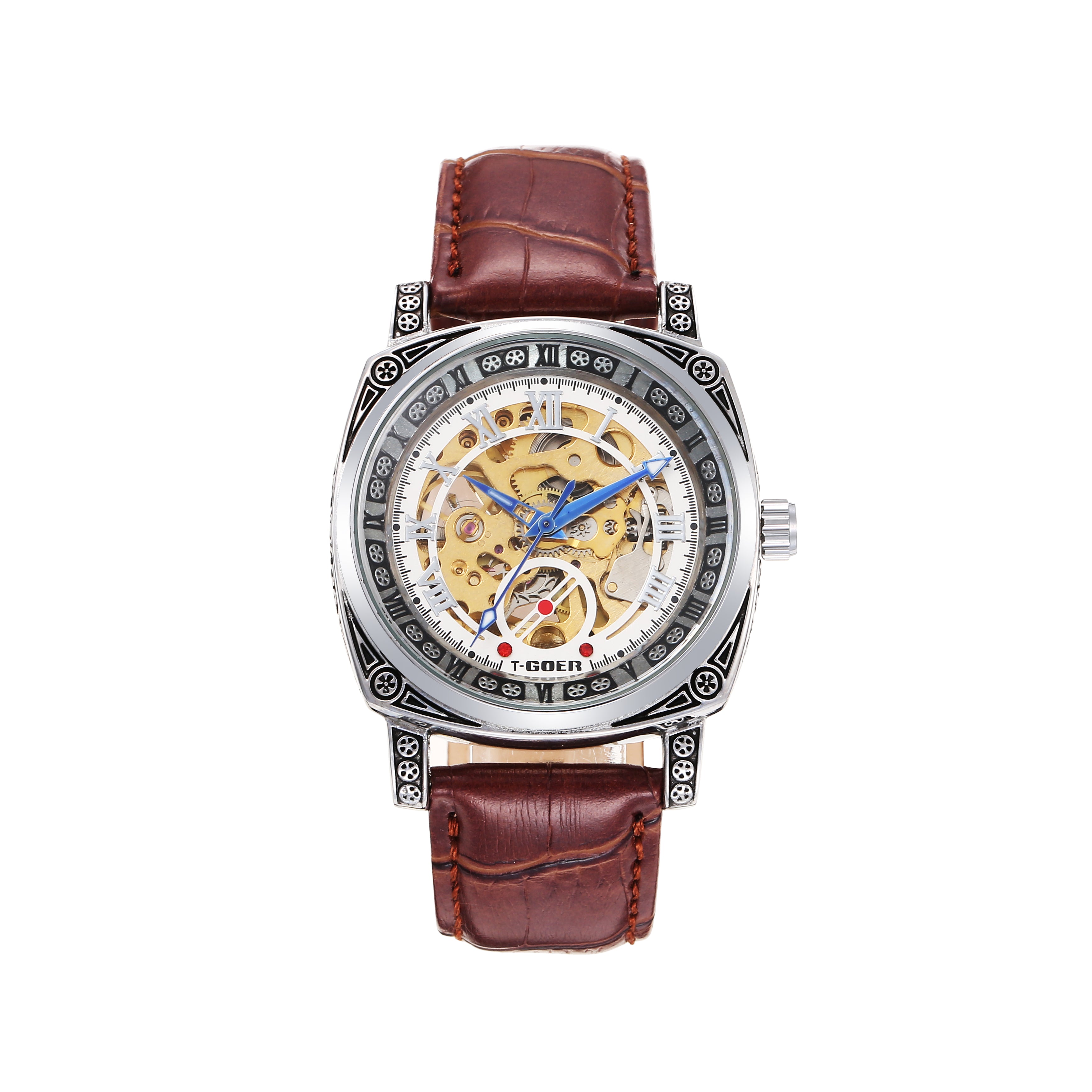 1753-Automatic Skeleton Leather Watch