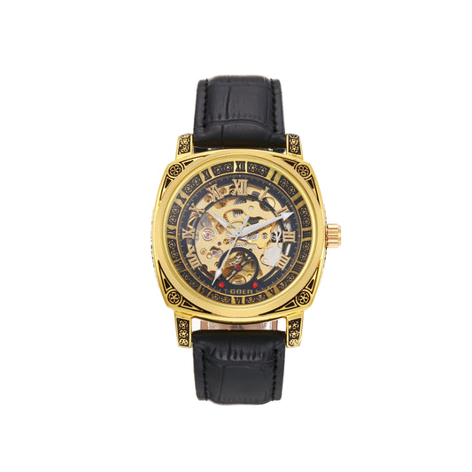 Automatic mechanical hollow leather strap watch