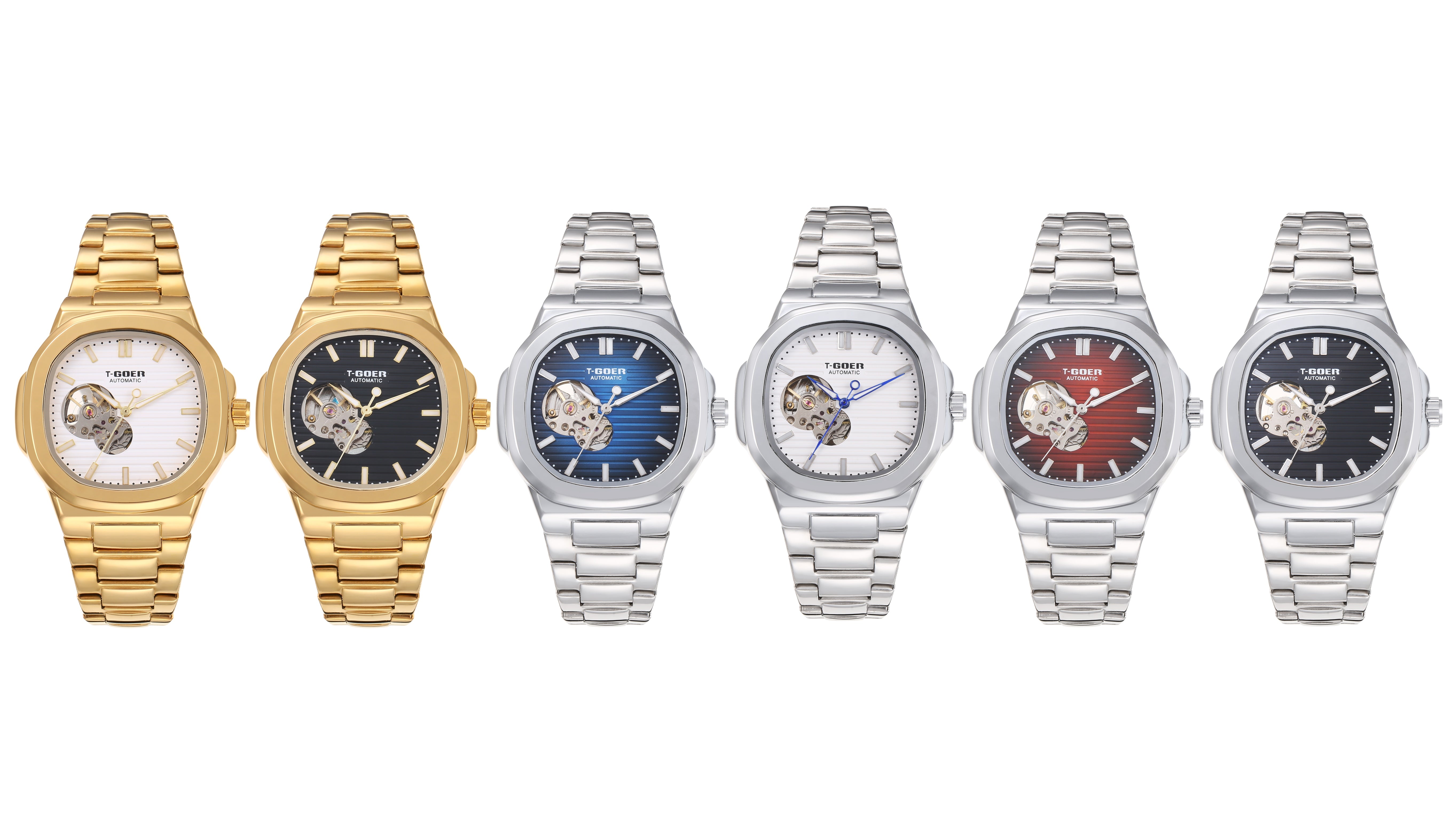 1003-Automatic Mechanical Skeleton Steel Strap Watch